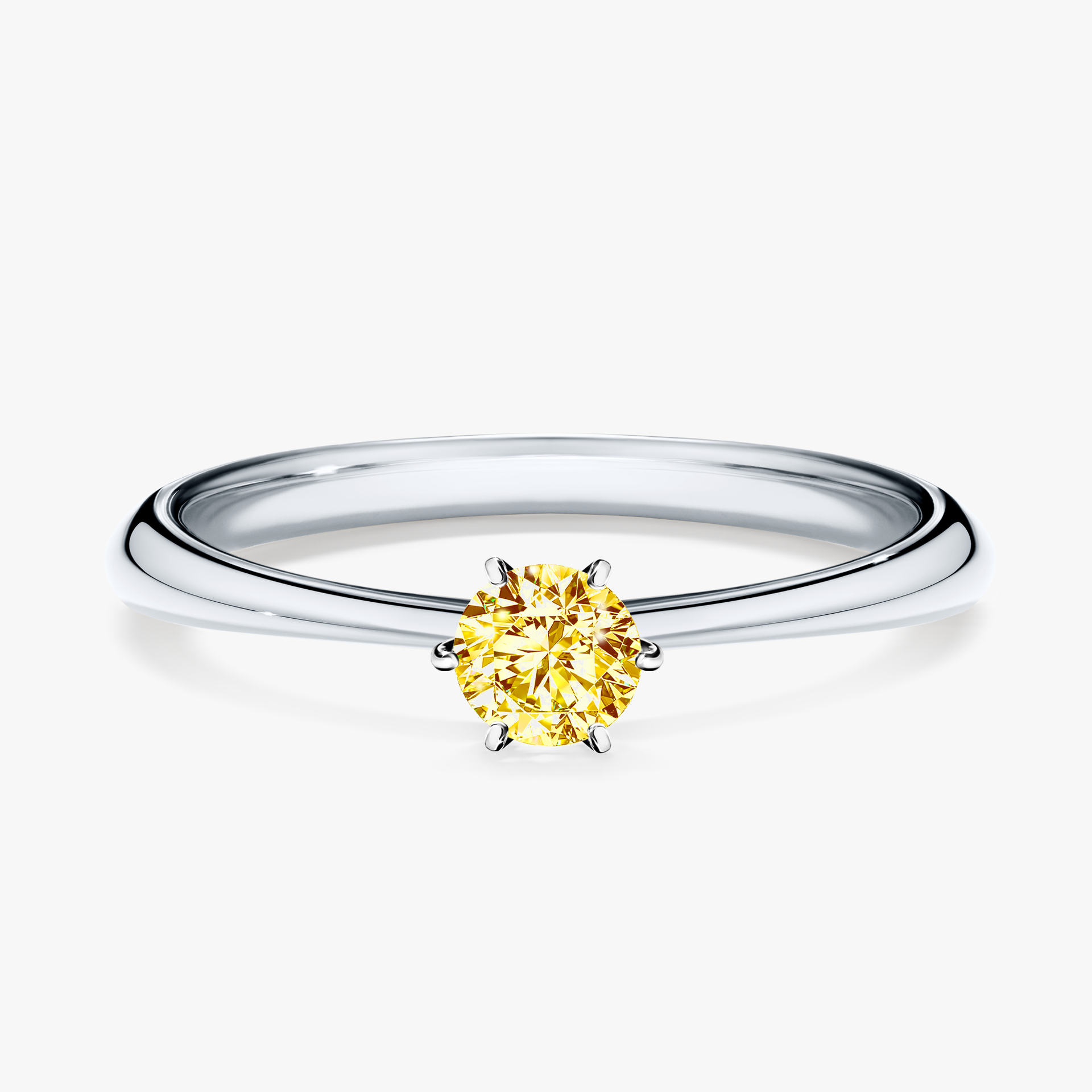 Pierścionek zaręczynowy My Love z białego złota z żółtym diamentem 0,25ct