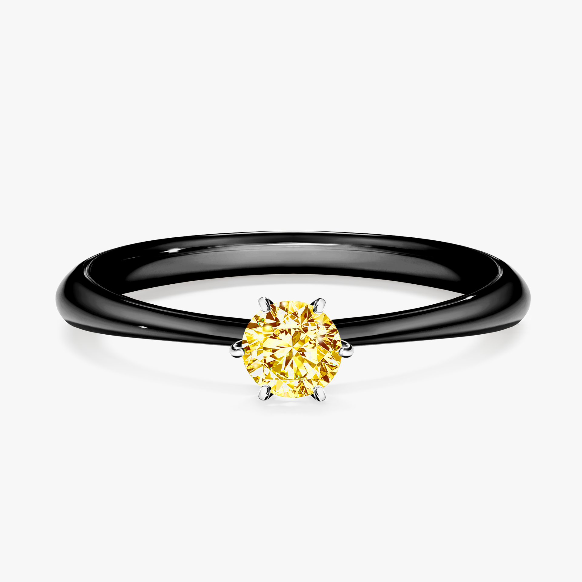 Pierścionek zaręczynowy My Love z czarnego złota z żółtym diamentem 0,25ct