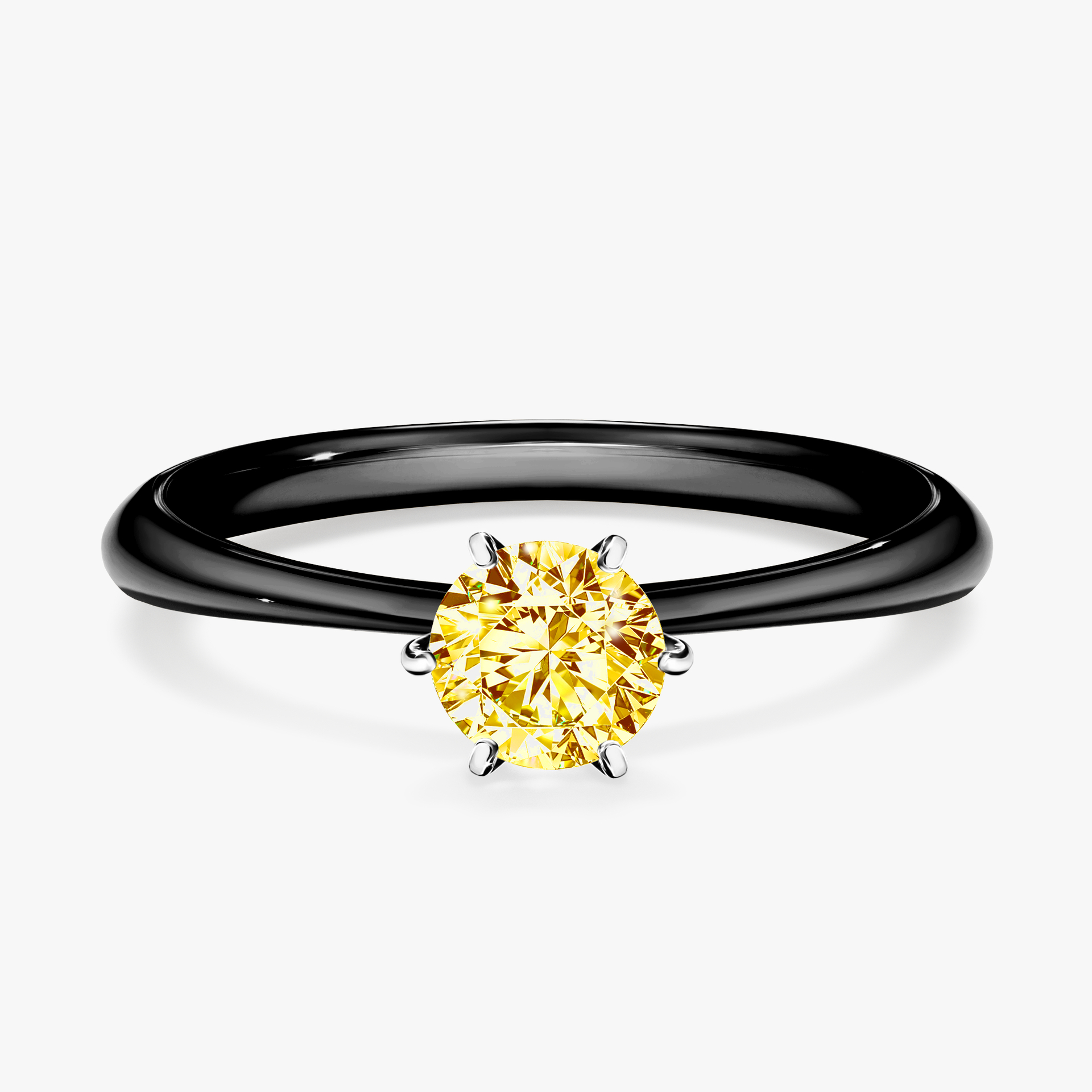 Pierścionek zaręczynowy My Love z czarnego złota z żółtym diamentem 0,50ct