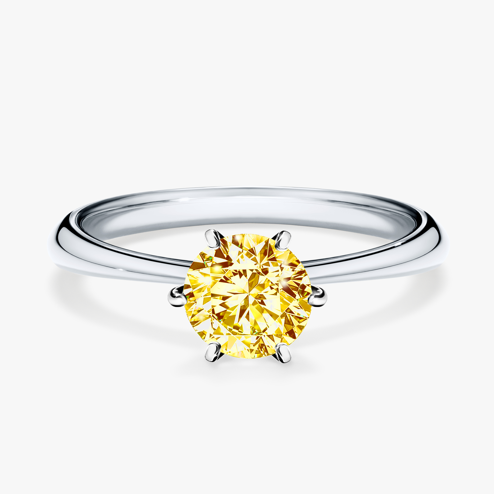 Pierścionek zaręczynowy My Love z białego złota z żółtym diamentem 0,80ct