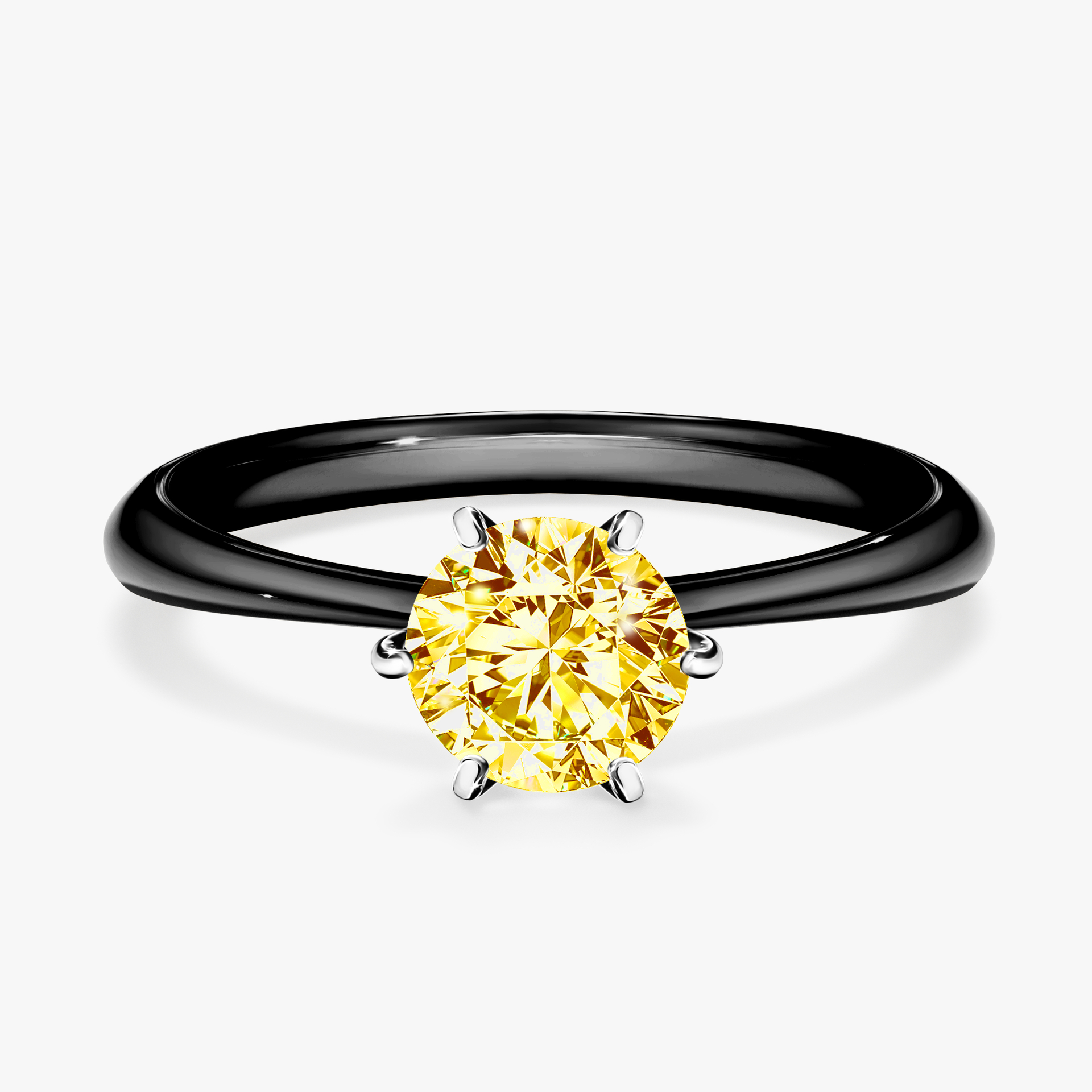 Pierścionek zaręczynowy My Love z czarnego złota z żółtym diamentem 0,80ct