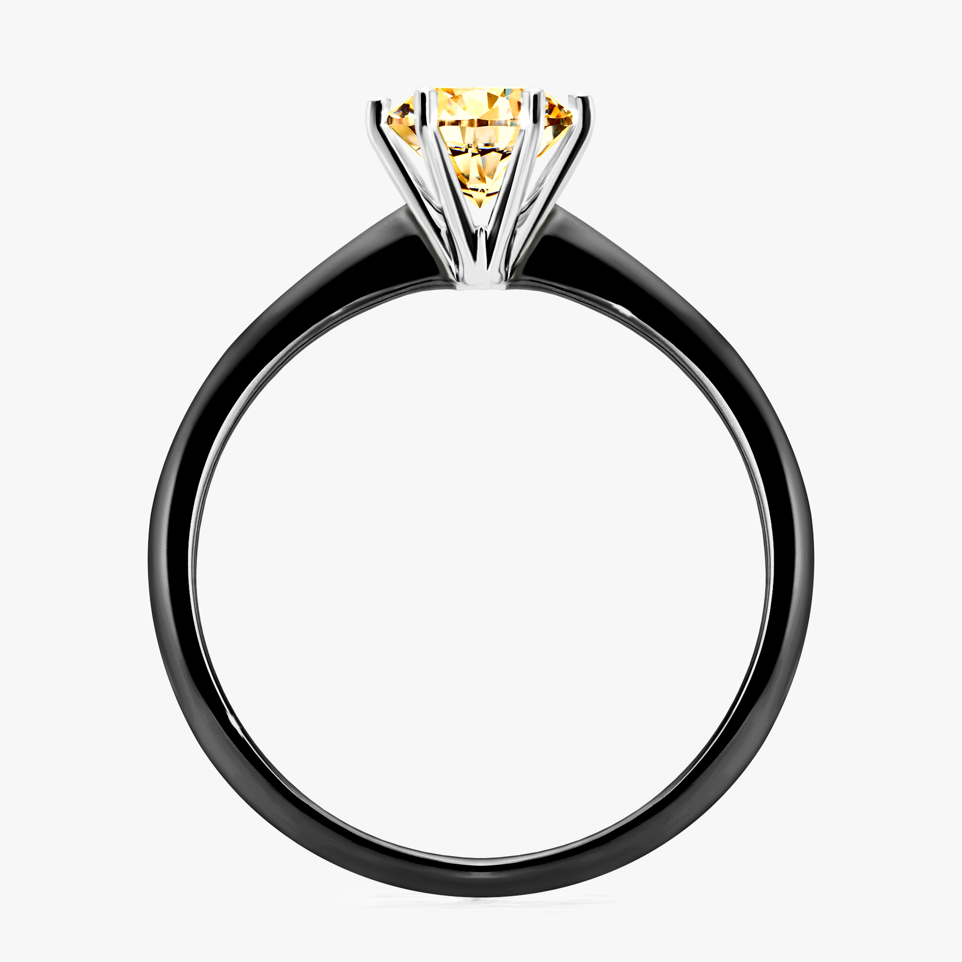 Pierścionek zaręczynowy My Love z czarnego złota z żółtym diamentem 0,80ct