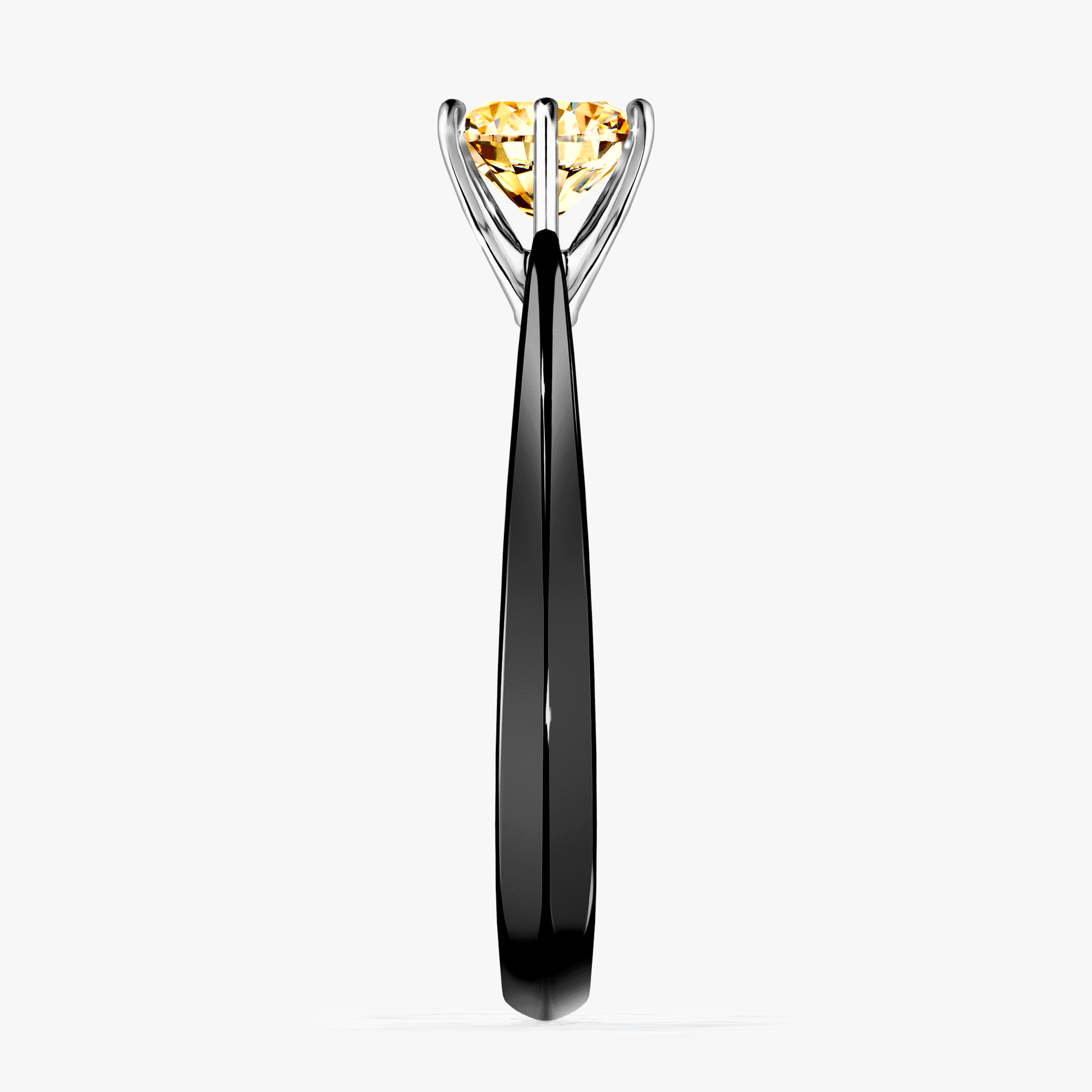 Pierścionek zaręczynowy My Love z czarnego złota z żółtym diamentem 0,80ct