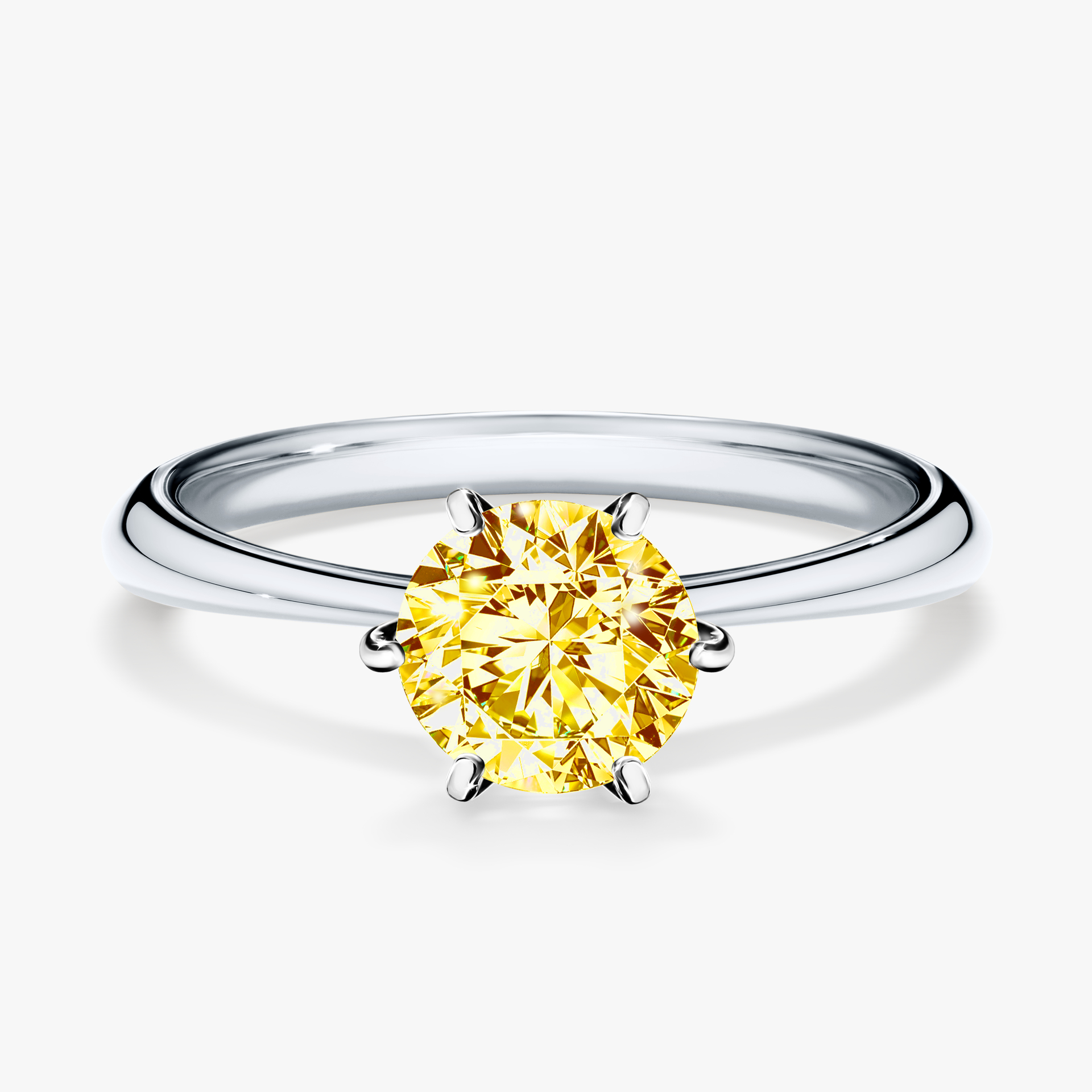 Pierścionek zaręczynowy My Love z białego złota z żółtym diamentem 1,00ct