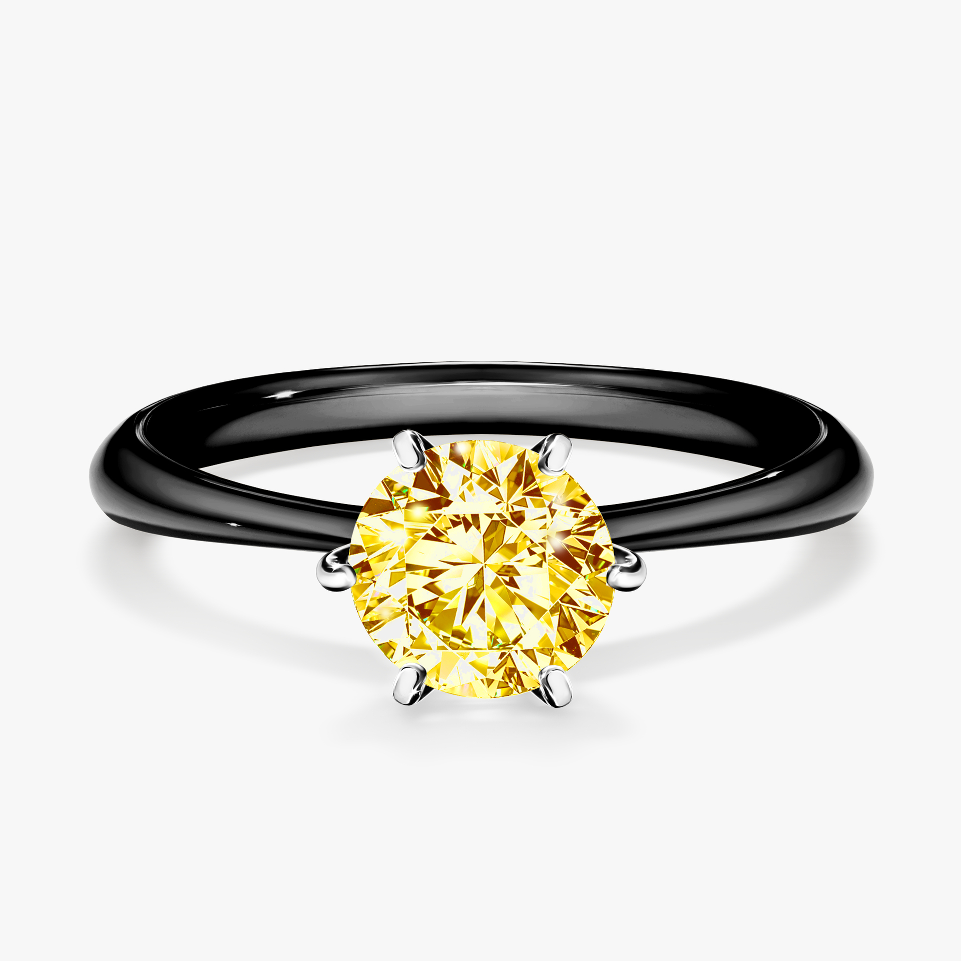 Pierścionek zaręczynowy My Love z czarnego złota z żółtym diamentem 1,00ct