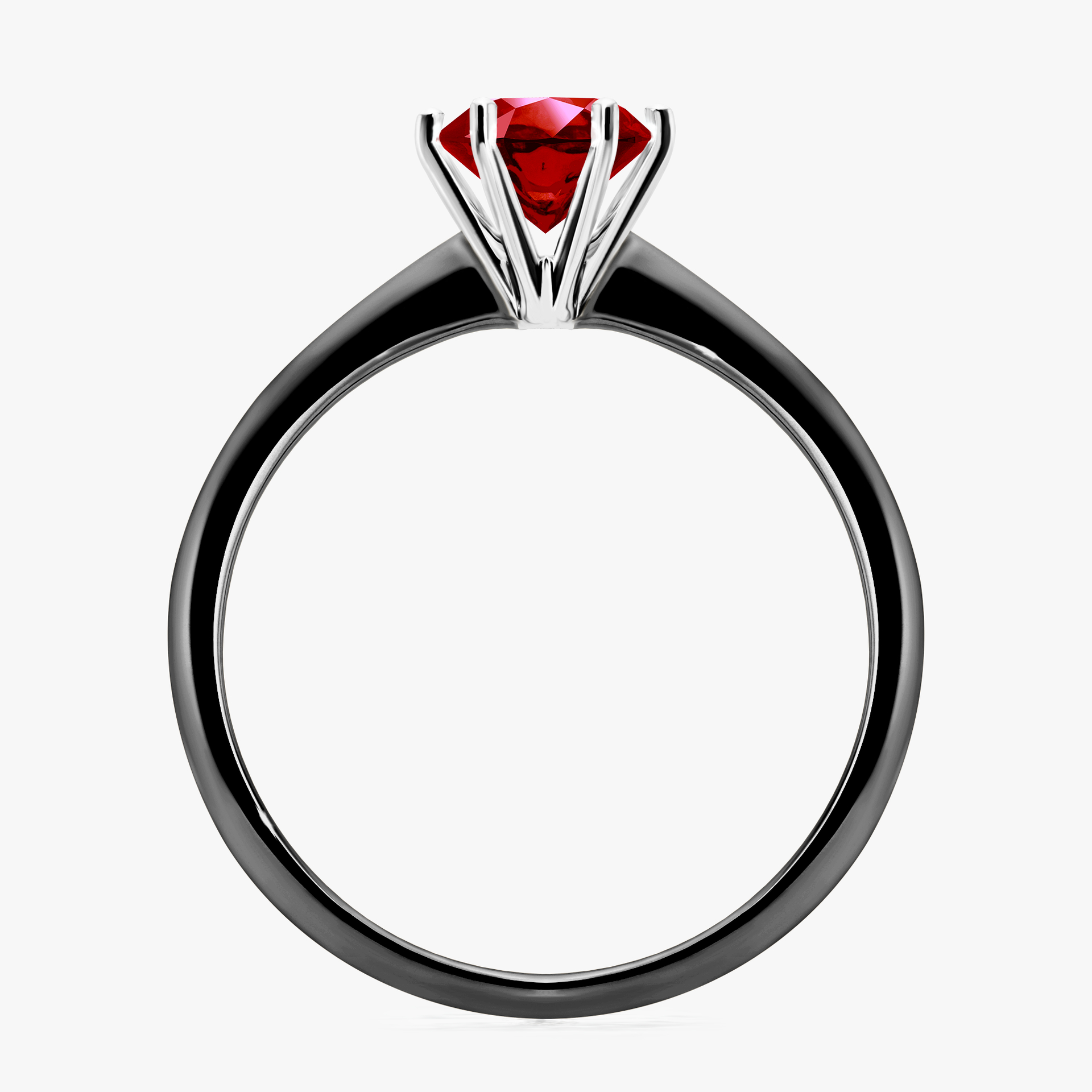 Pierścionek zaręczynowy My Love z czarnego złota z rubinem 0,80ct