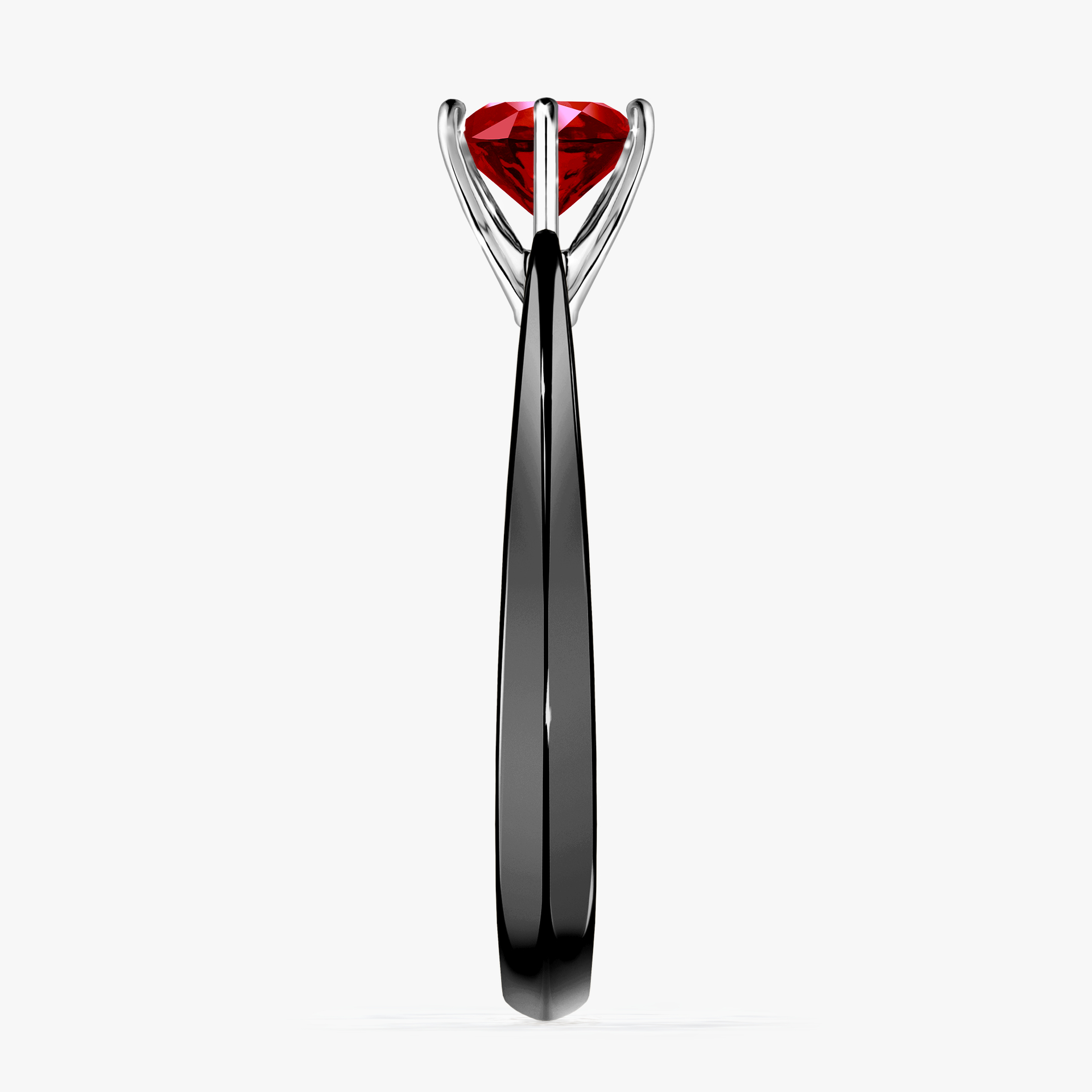Pierścionek zaręczynowy My Love z czarnego złota z rubinem 0,80ct