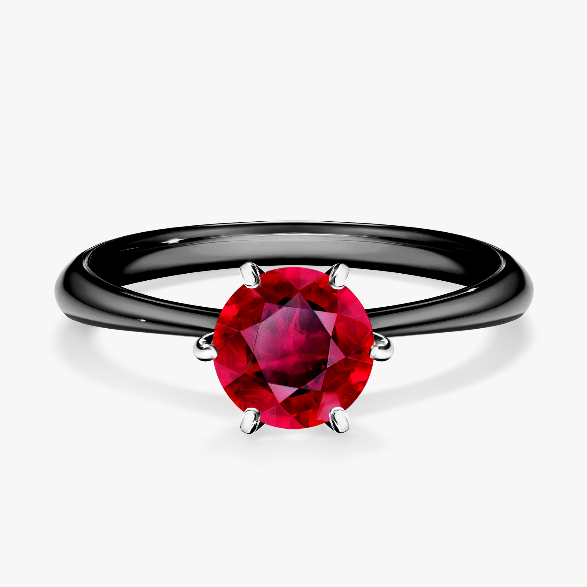 Pierścionek zaręczynowy My Love z czarnego złota z rubinem 1,00ct