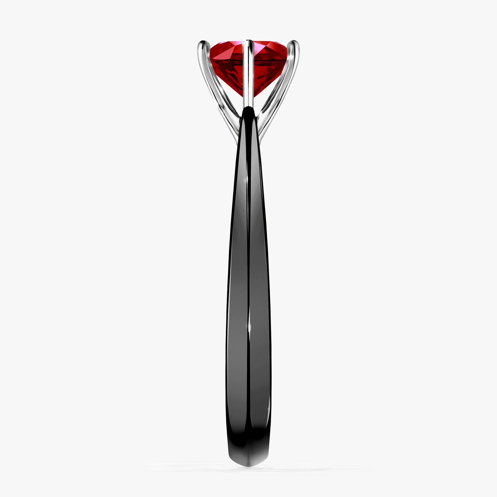 Pierścionek zaręczynowy My Love z czarnego złota z rubinem 1,00ct