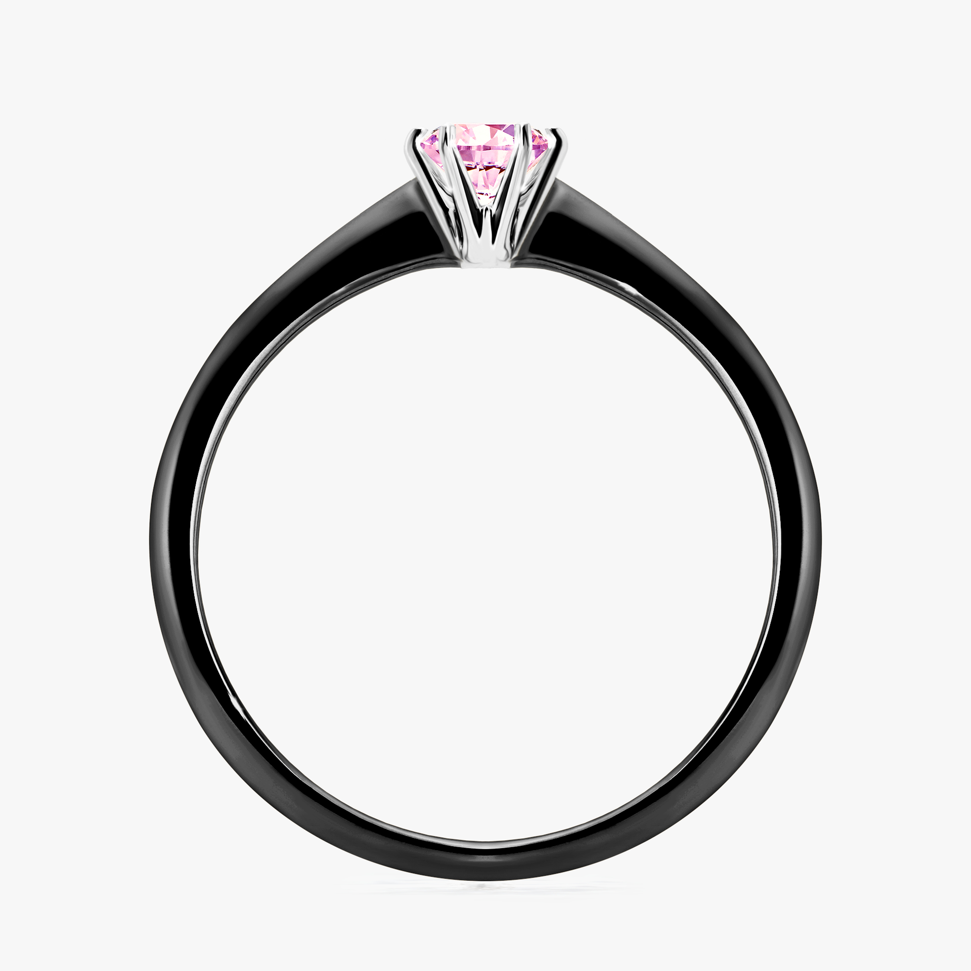 Pierścionek zaręczynowy My Love z czarnego złota z szafirem różowym 0,25ct