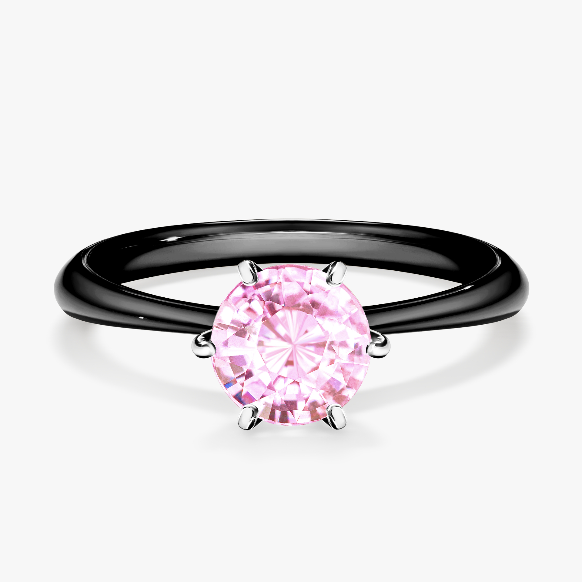 Pierścionek zaręczynowy My Love z czarnego złota z szafirem różowym 1,00ct
