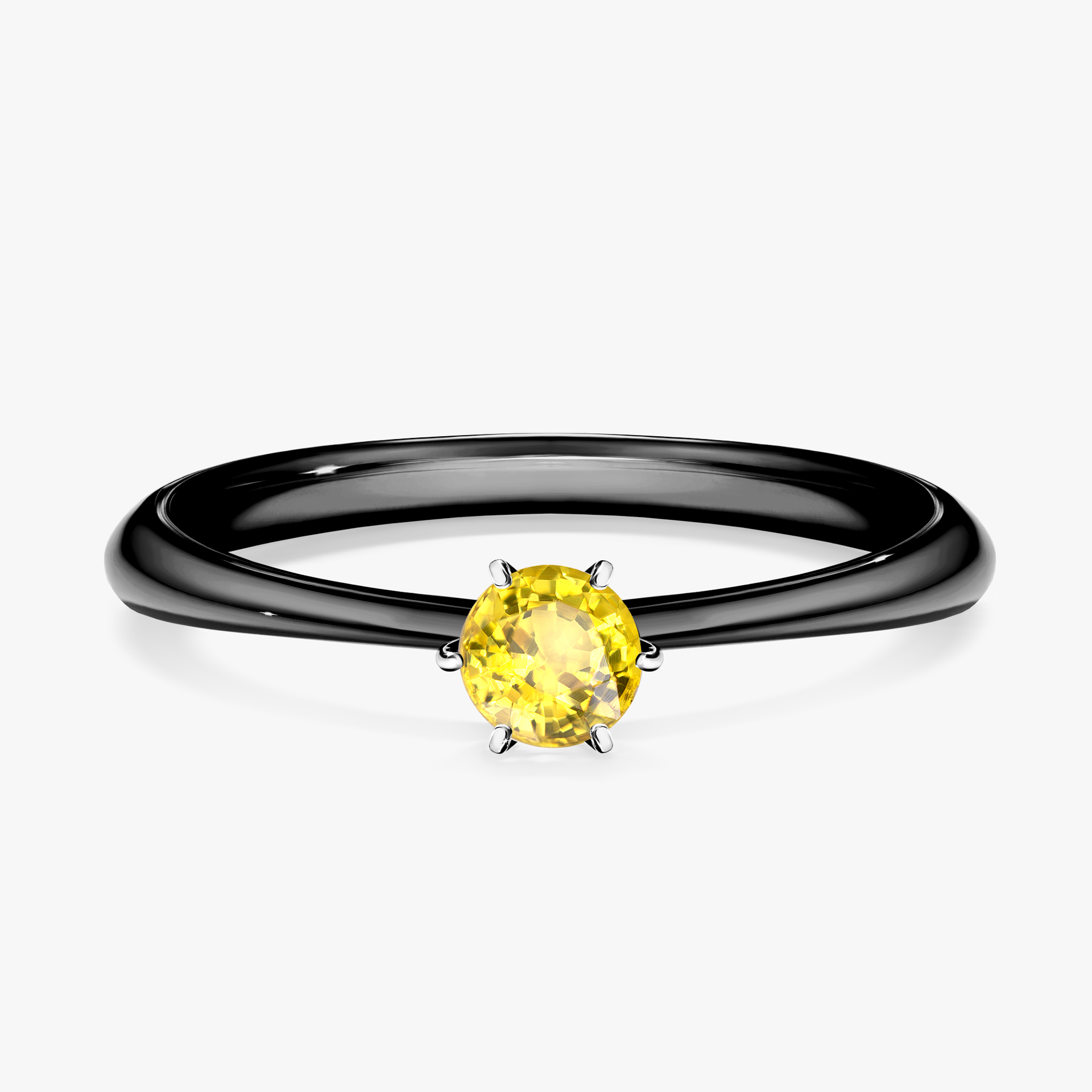 Pierścionek zaręczynowy My Love z czarnego złota z szafirem żółtym 0,25ct