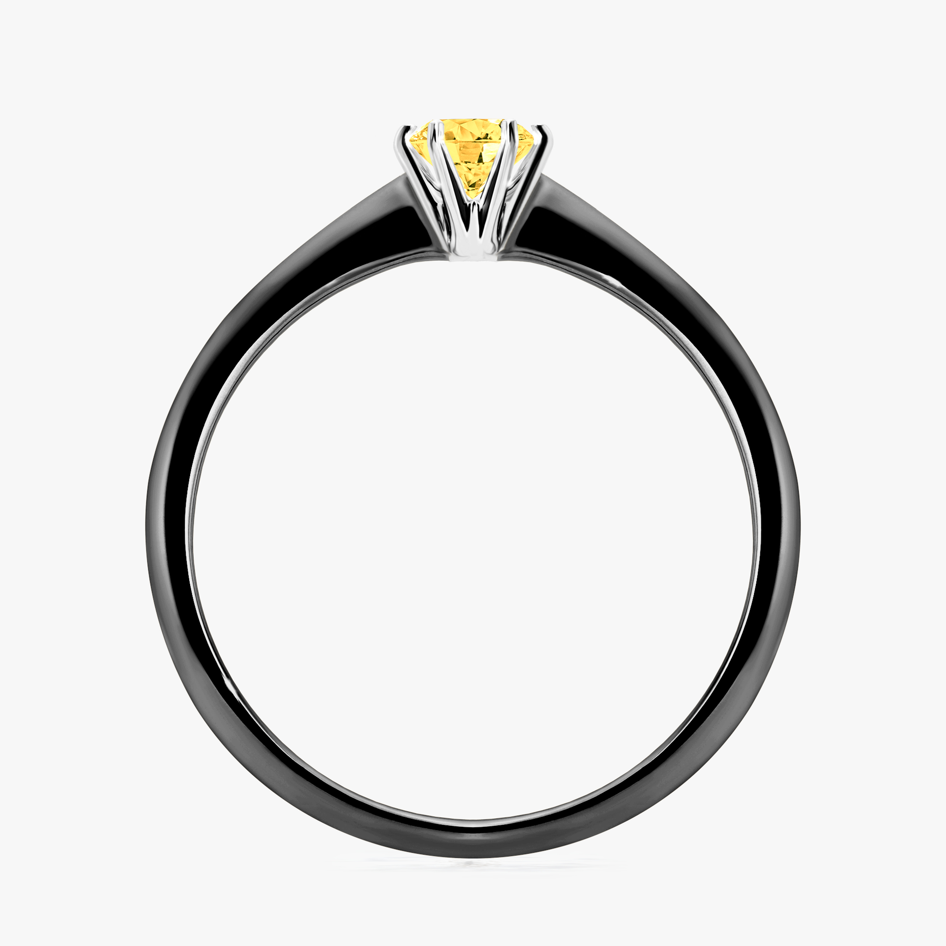 Pierścionek zaręczynowy My Love z czarnego złota z szafirem żółtym 0,25ct