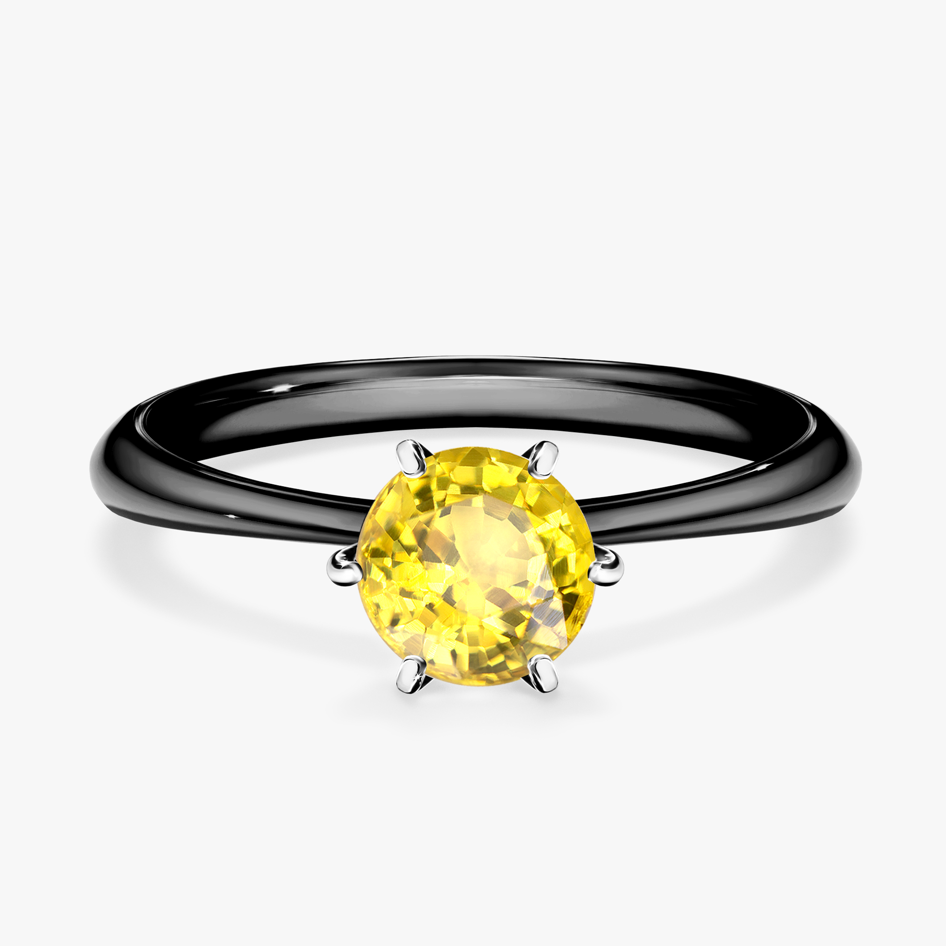 Pierścionek zaręczynowy My Love z czarnego złota z szafirem żółtym 0,80ct