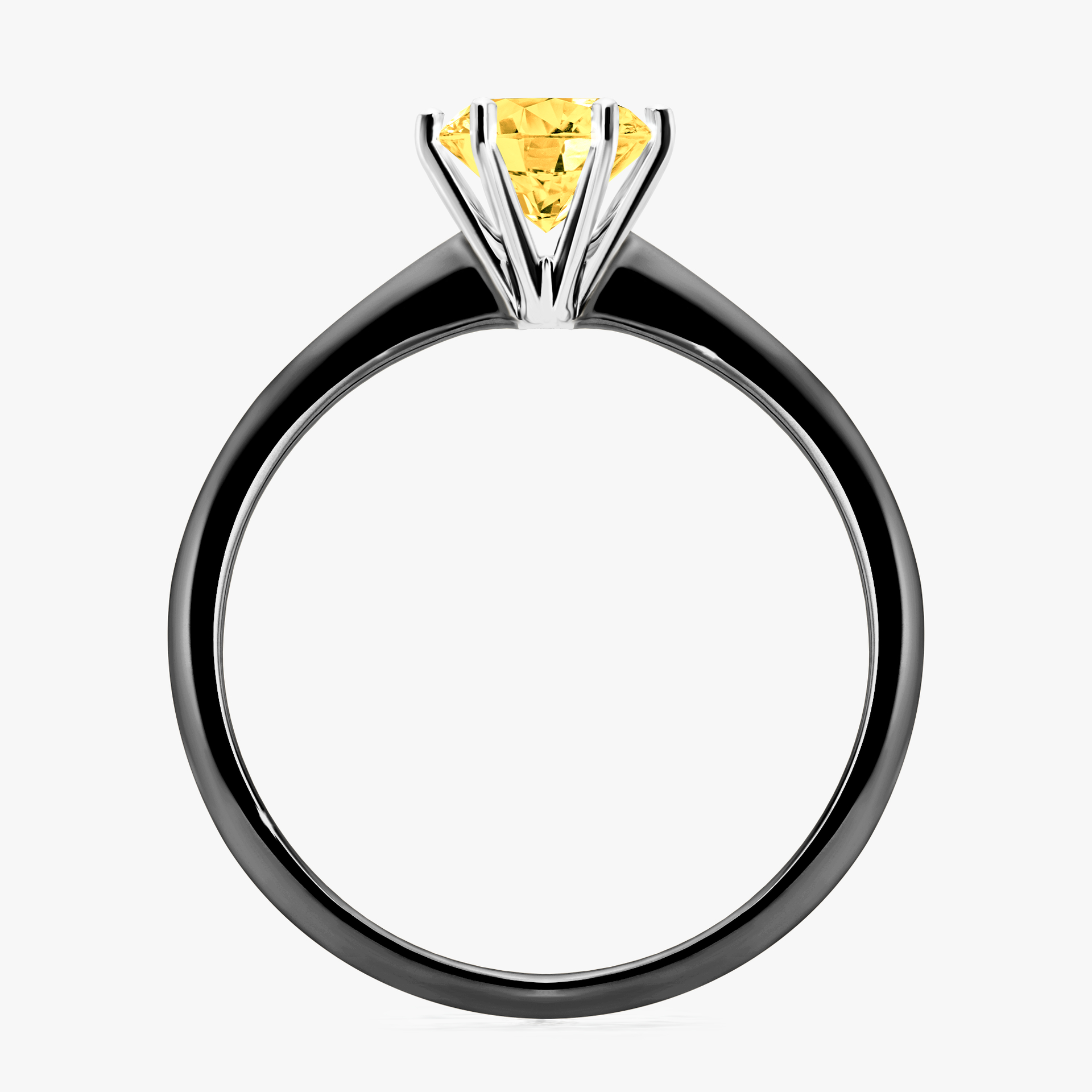 Pierścionek zaręczynowy My Love z czarnego złota z szafirem żółtym 0,80ct