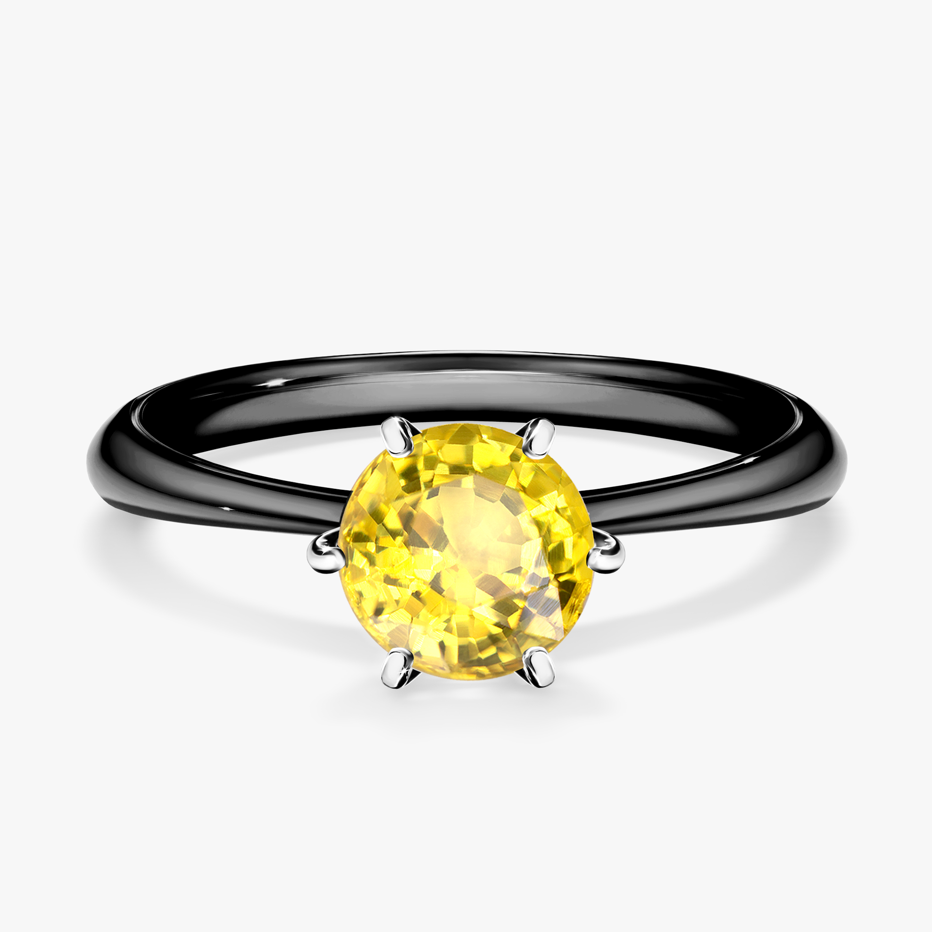 Pierścionek zaręczynowy My Love z czarnego złota z szafirem żółtym 1,00ct