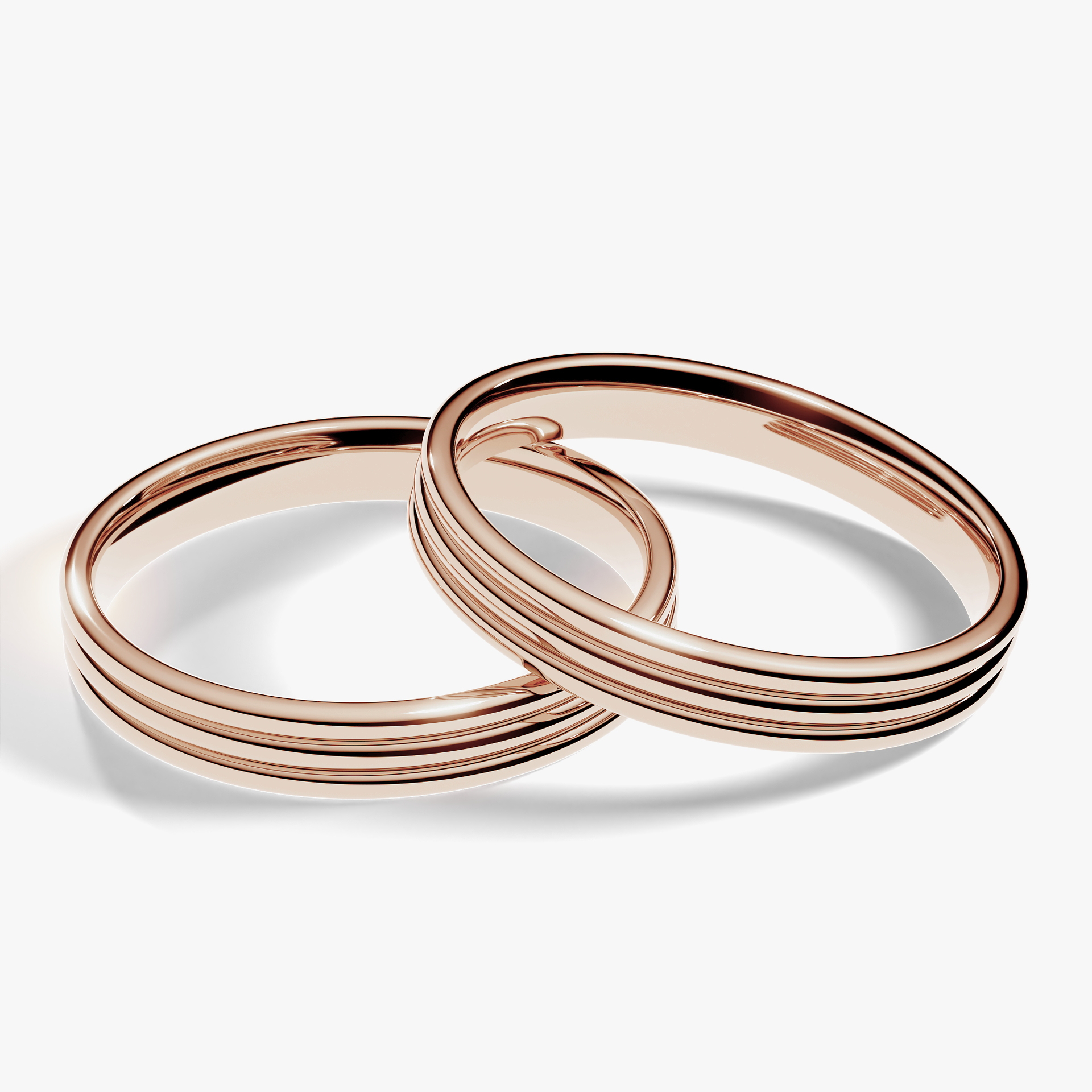 Obraczka slubna modern three 3 mm z rozowego zlota 04