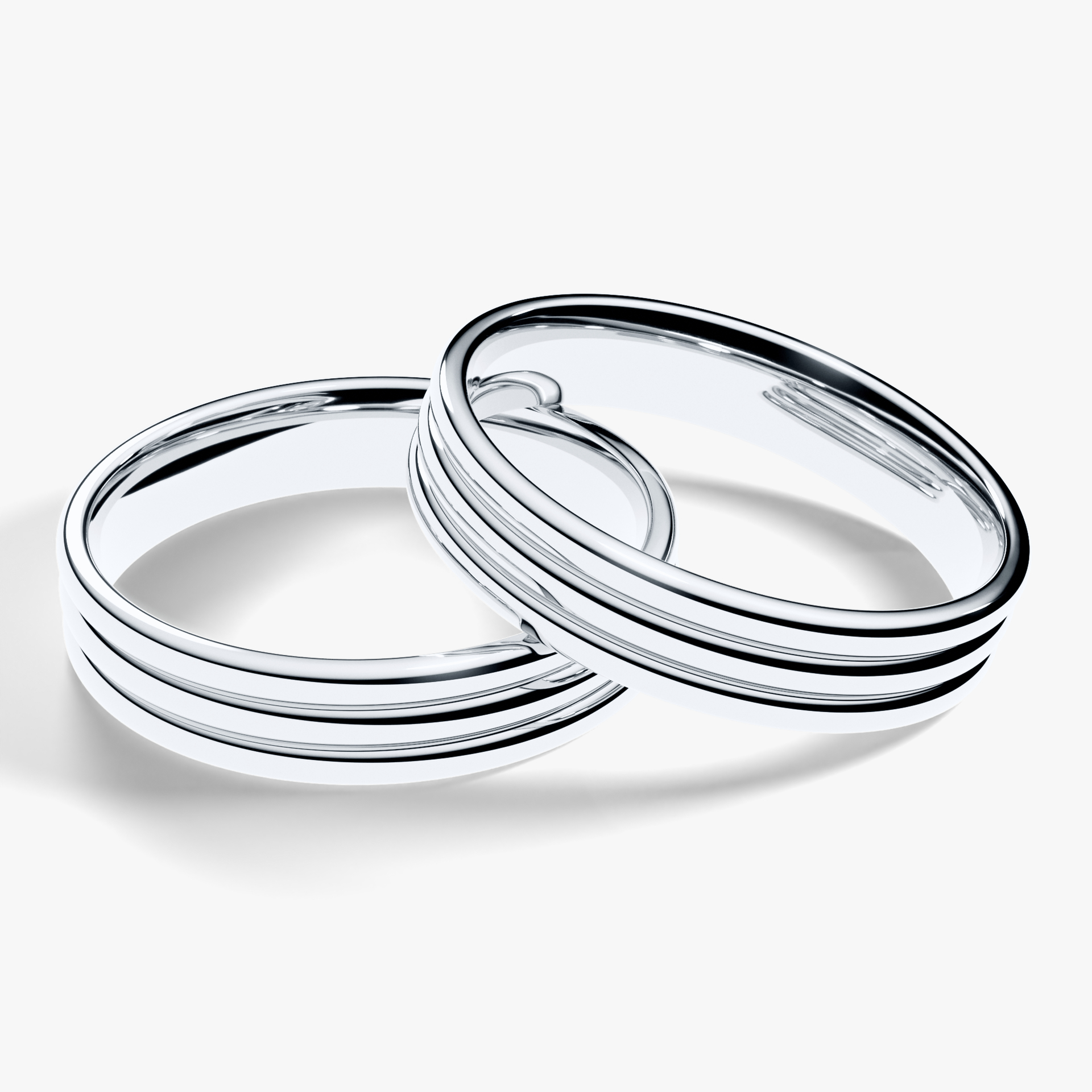 Obraczka slubna modern three 4 mm z bialego zlota 04
