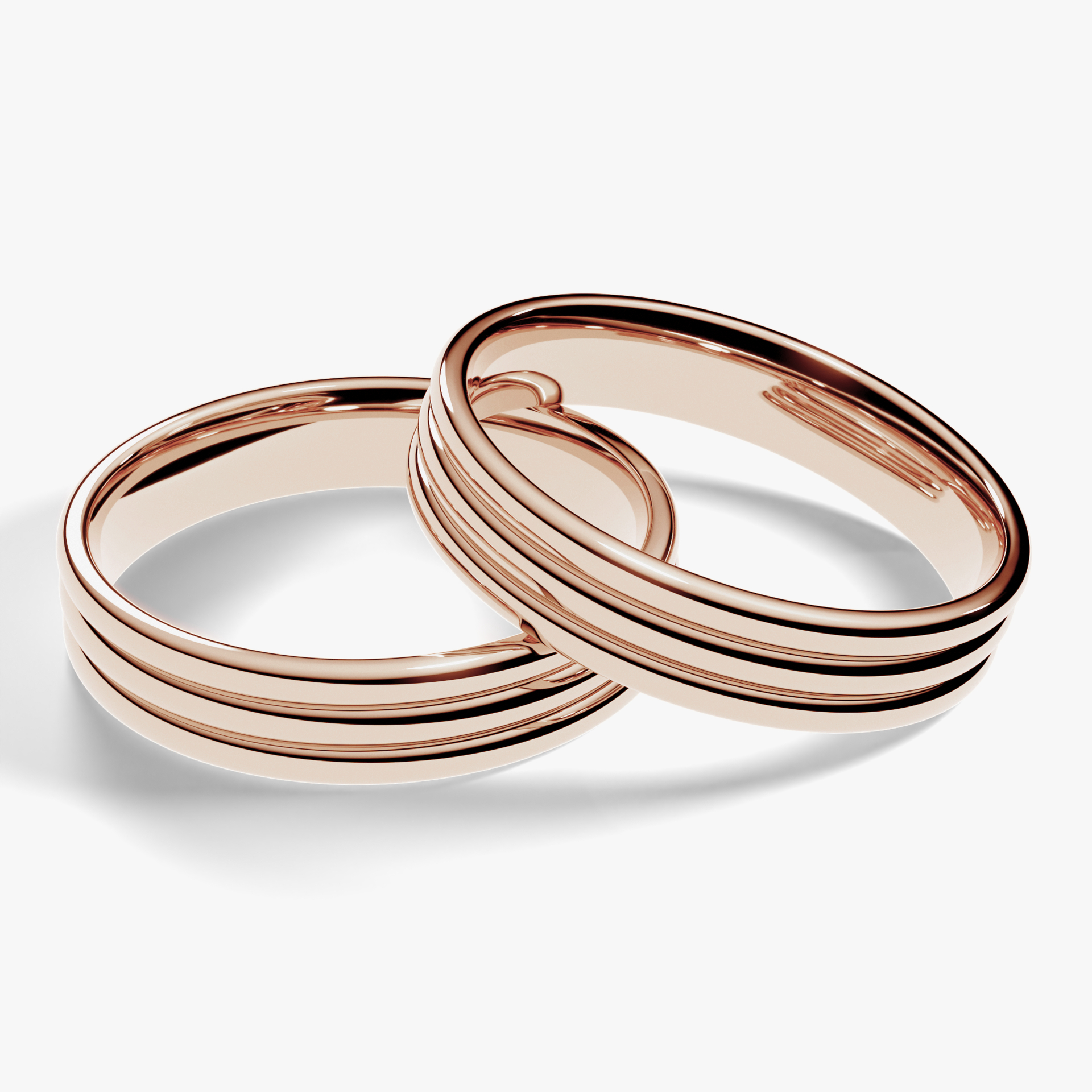 Obraczka slubna modern three 4 mm z rozowego zlota 04