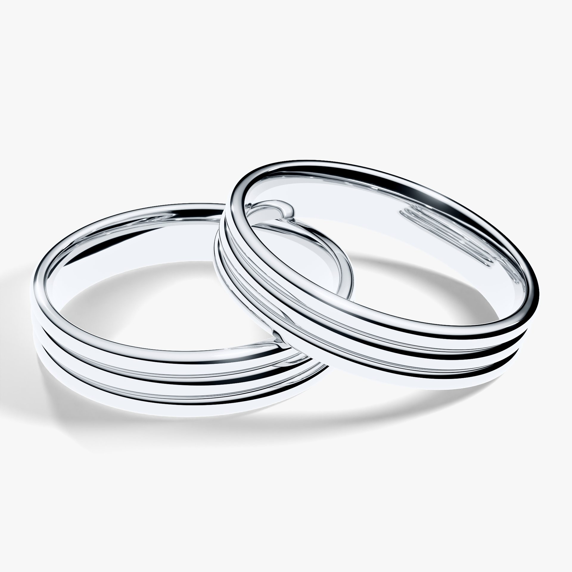 Obraczka slubna modern three 5 mm z bialego zlota 04