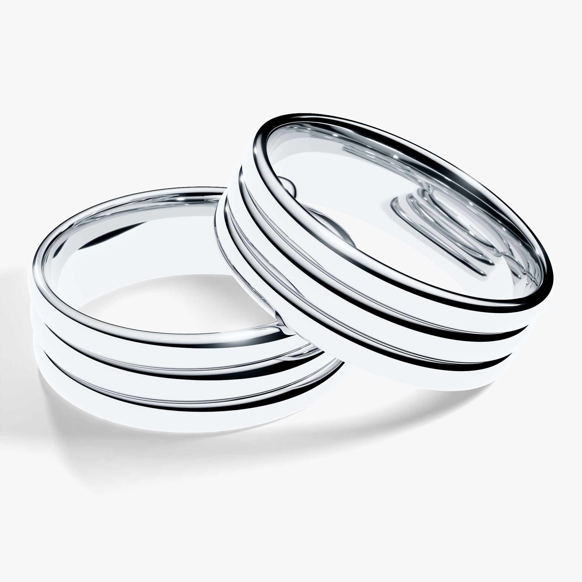 Obraczka slubna modern three 6 mm z bialego zlota 04