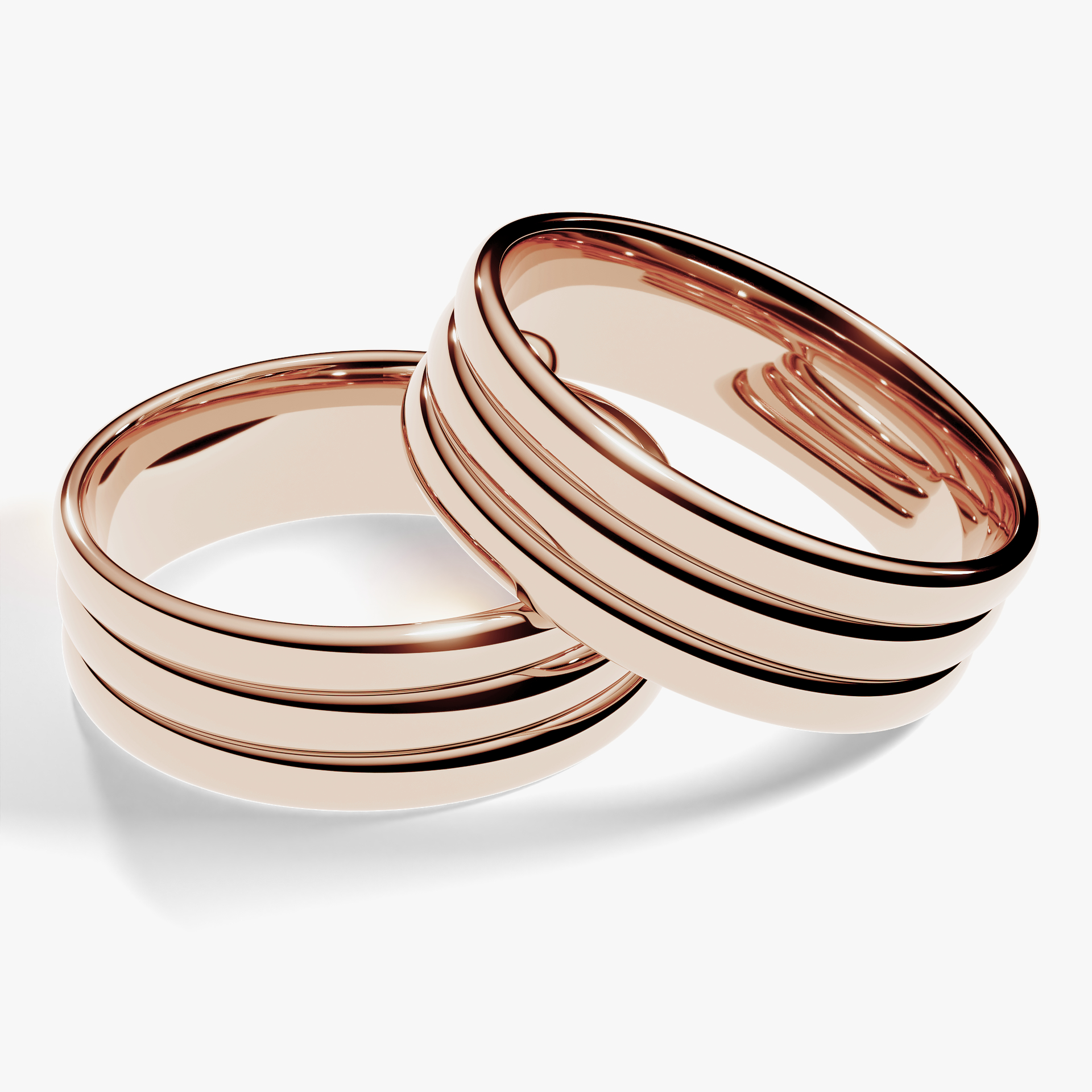 Obraczka slubna modern three 6 mm z rozowego zlota 04