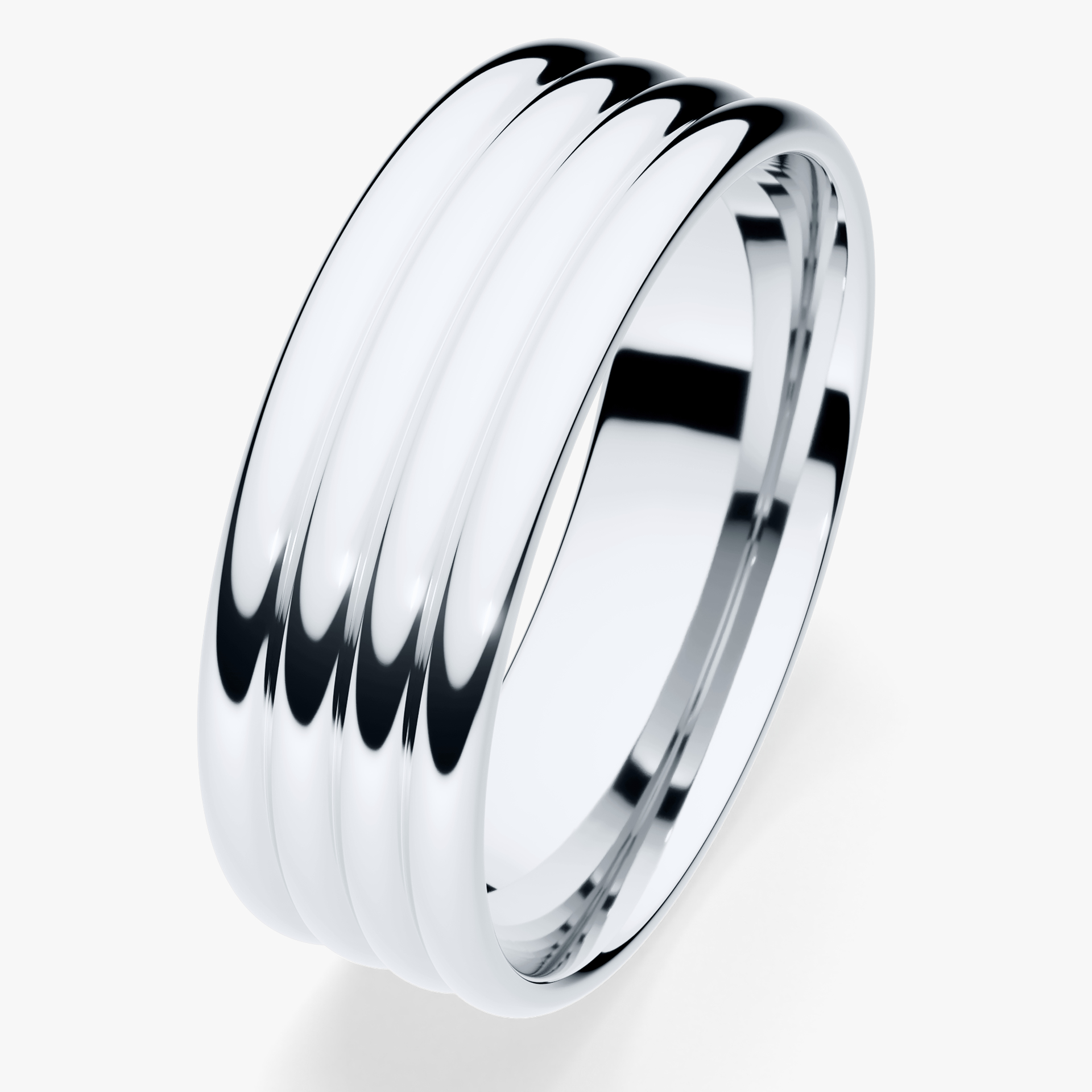 Obrączka ślubna Modern 3 z białego złota 6mm