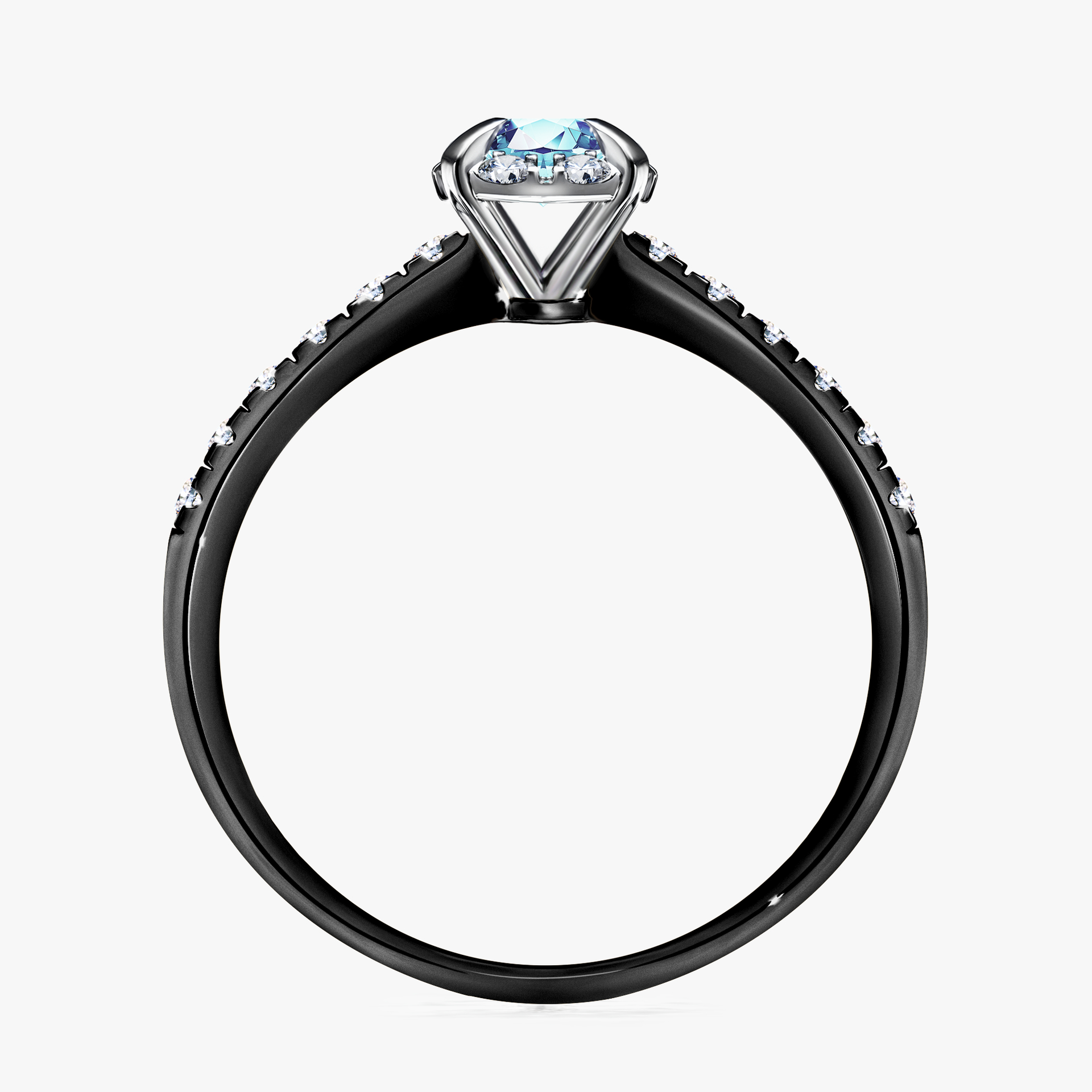 Pierścionek zaręczynowy My Princess z czarnego złota z akwamarynem 0,47ct