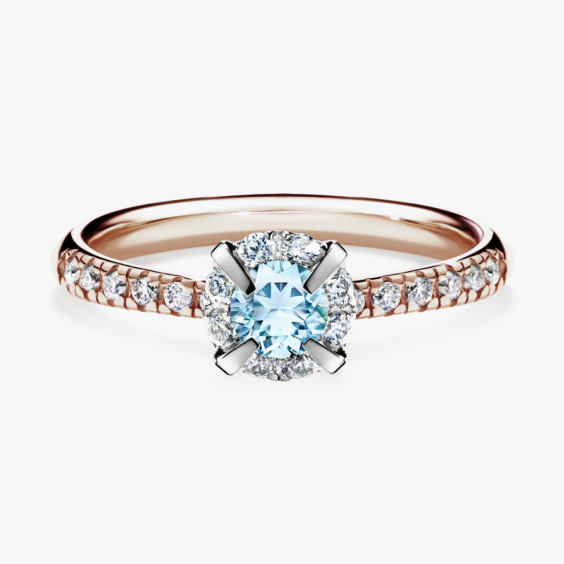 Pierścionek zaręczynowy My Princess z różowego złota z akwamarynem 0,47ct