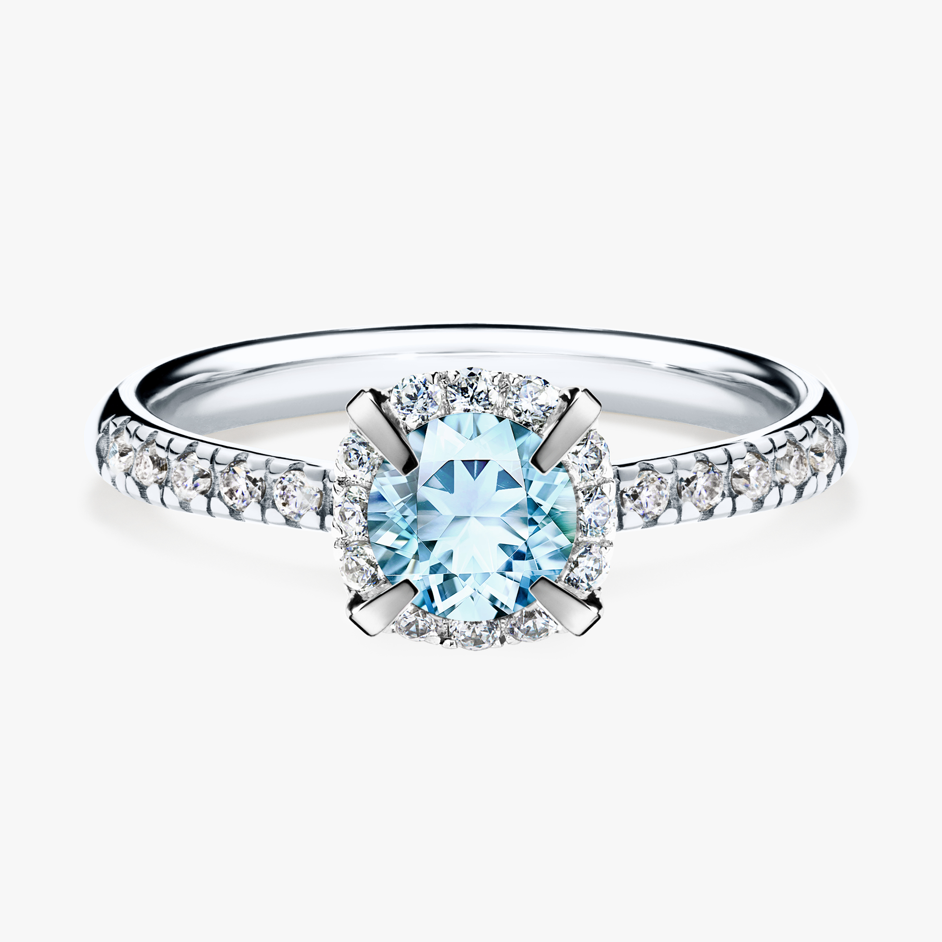 Pierścionek zaręczynowy My Princess z białego złota z akwamarynem 0,76ct