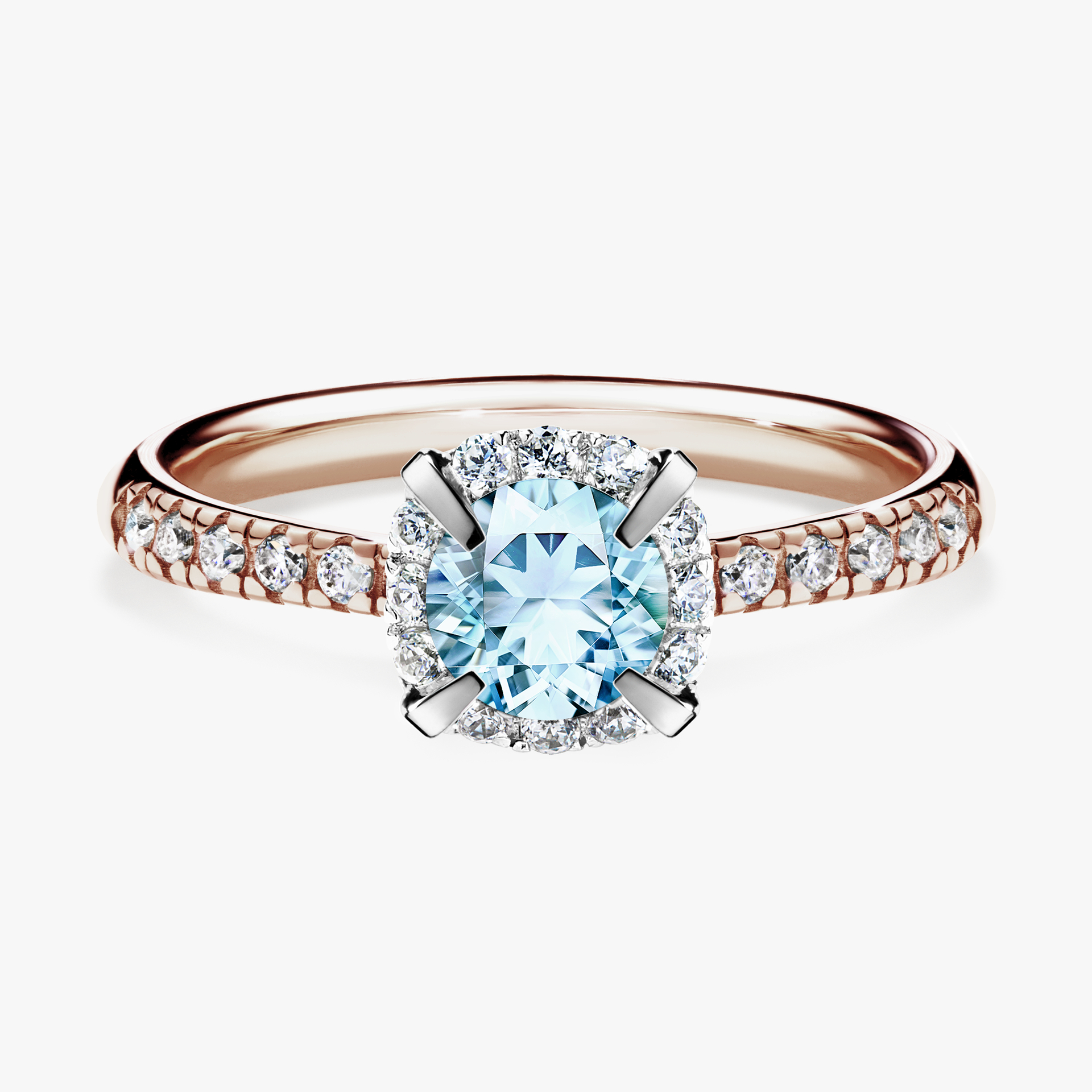 Pierścionek zaręczynowy My Princess z różowego złota z akwamarynem 0,76ct
