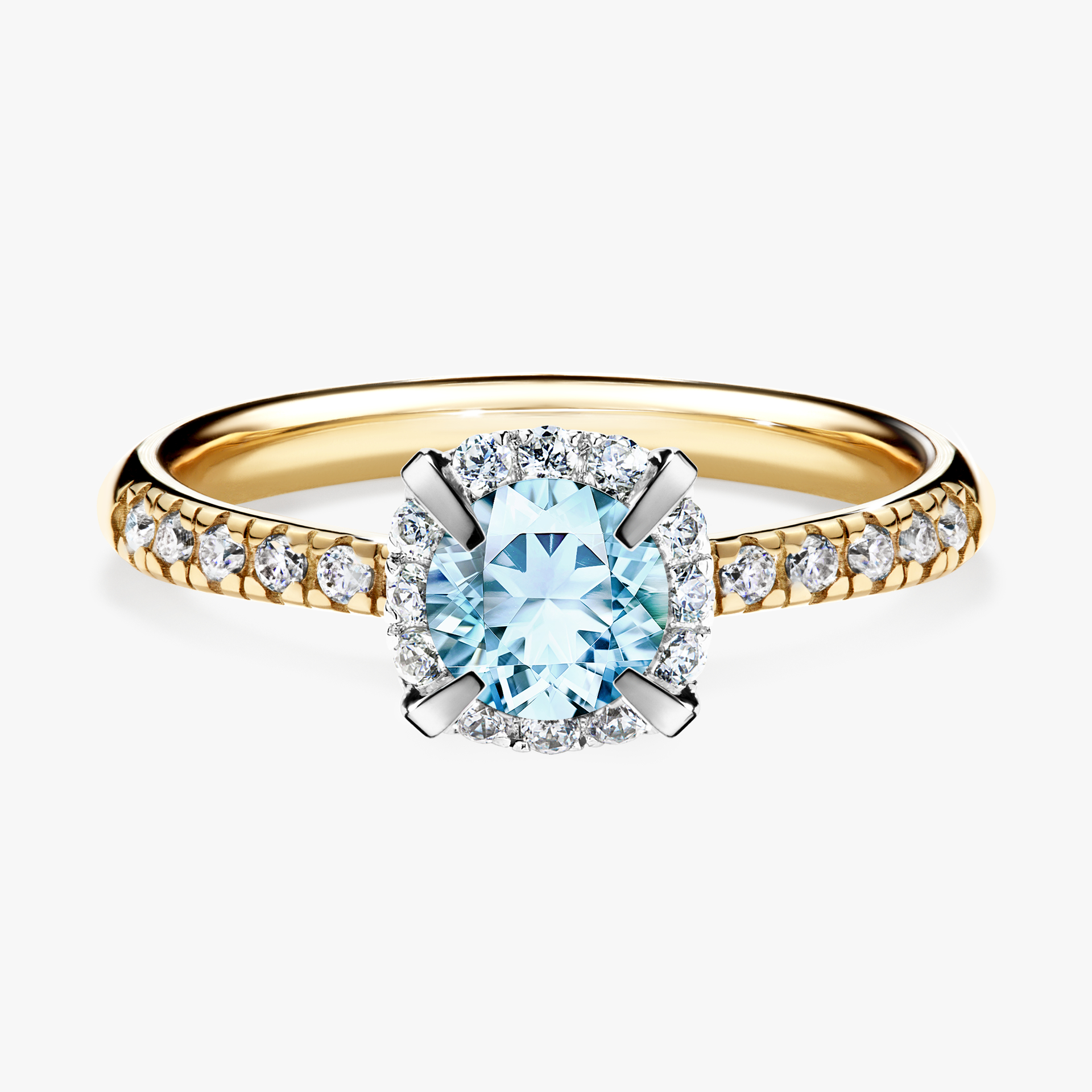 Pierścionek zaręczynowy My Princess z żółtego złota z akwamarynem 0,76ct