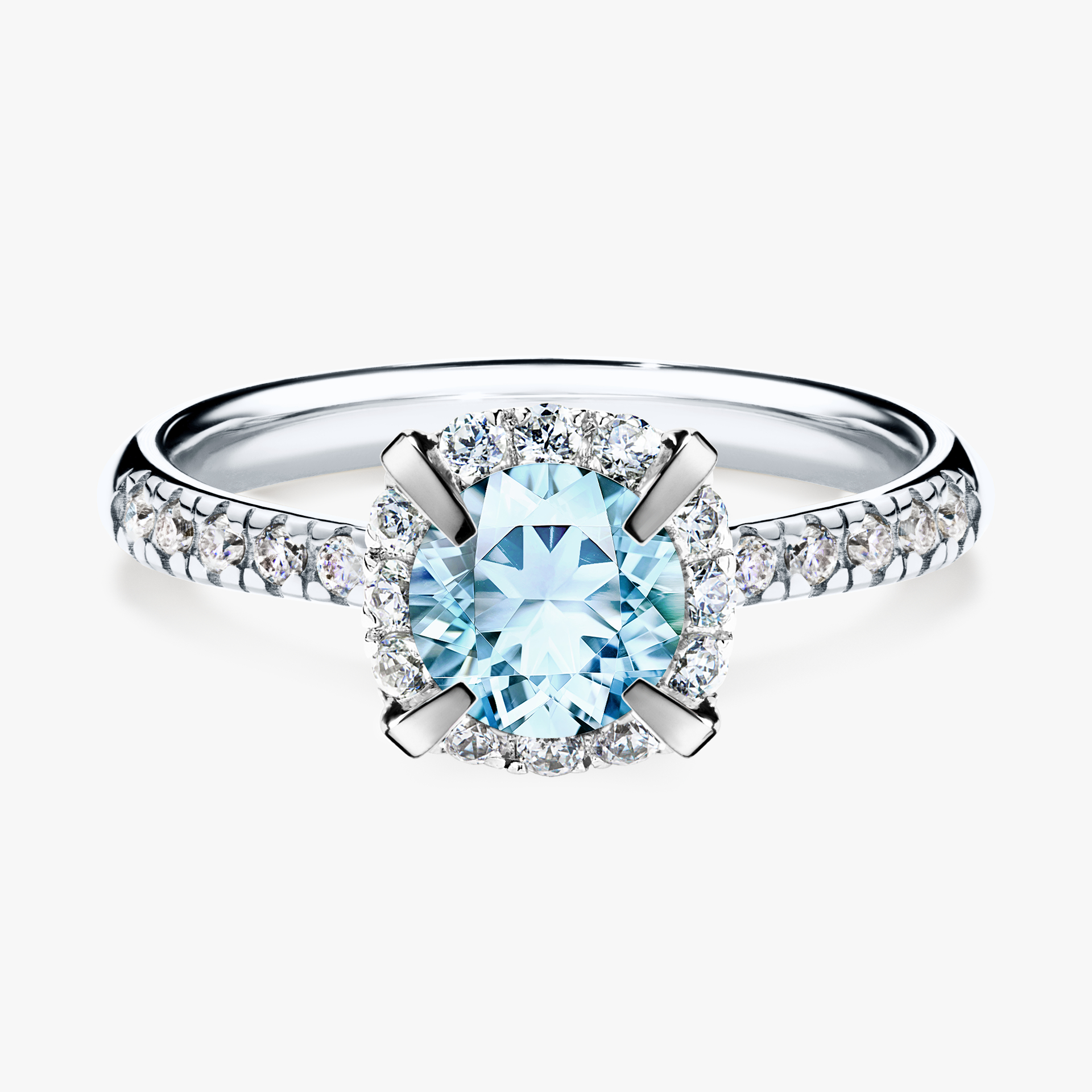 Pierścionek zaręczynowy My Princess z białego złota z akwamarynem 1,18ct