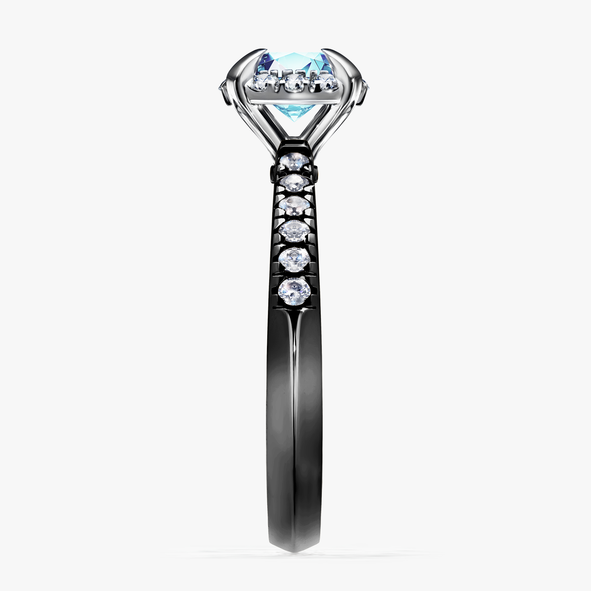 Pierścionek zaręczynowy My Princess z czarnego złota z akwamarynem 1,18ct