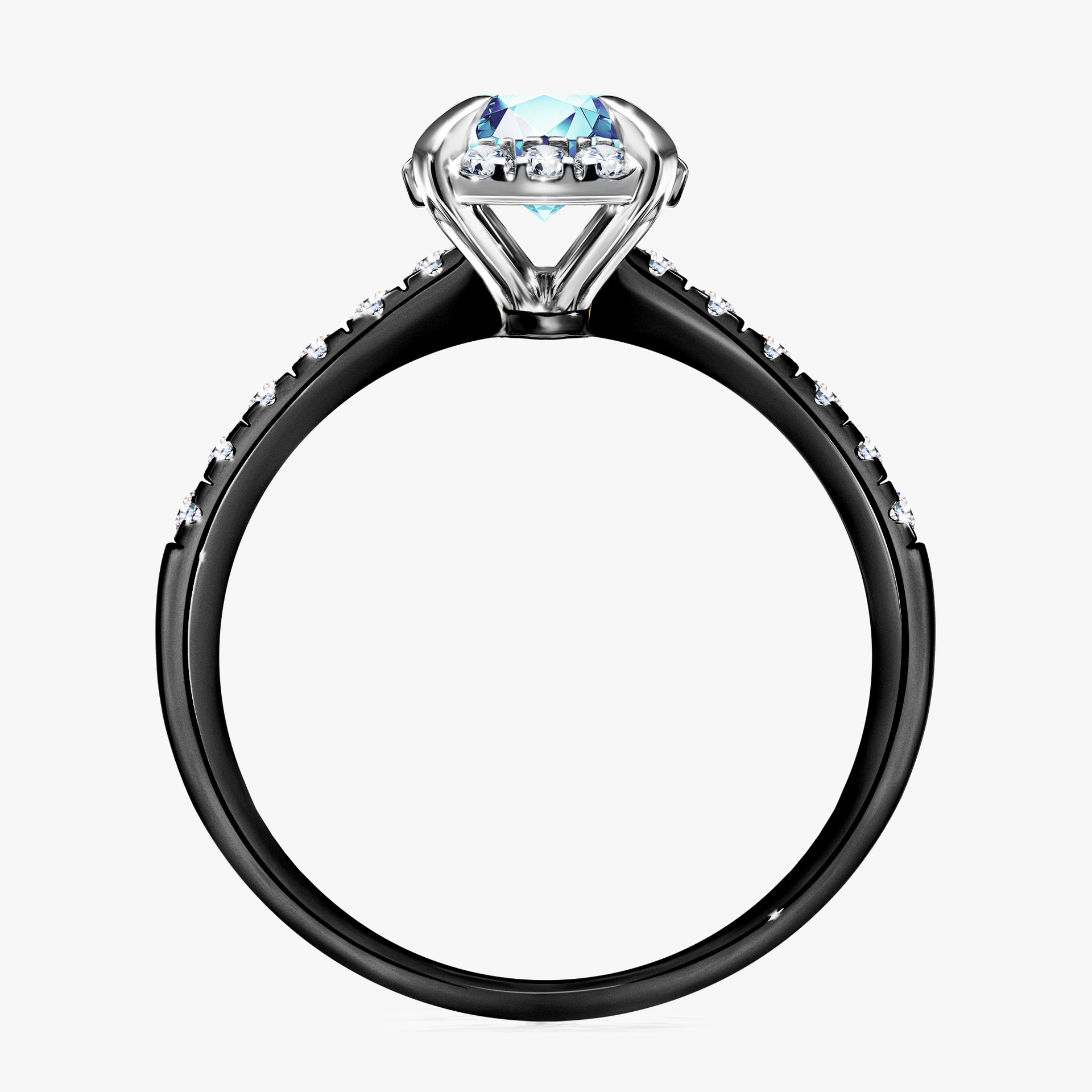 Pierścionek zaręczynowy My Princess z czarnego złota z akwamarynem 1,18ct