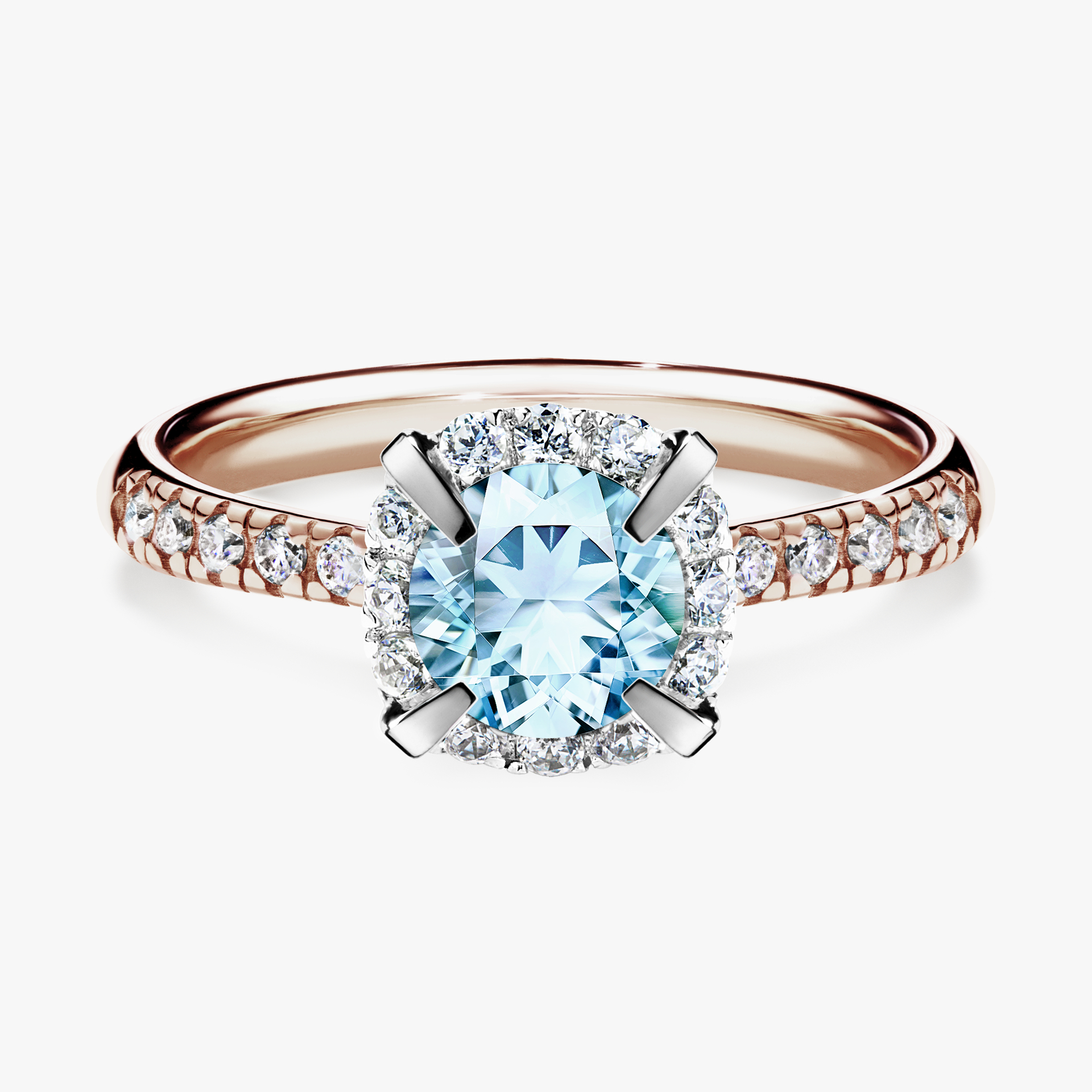 Pierścionek zaręczynowy My Princess z różowego złota z akwamarynem 1,18ct