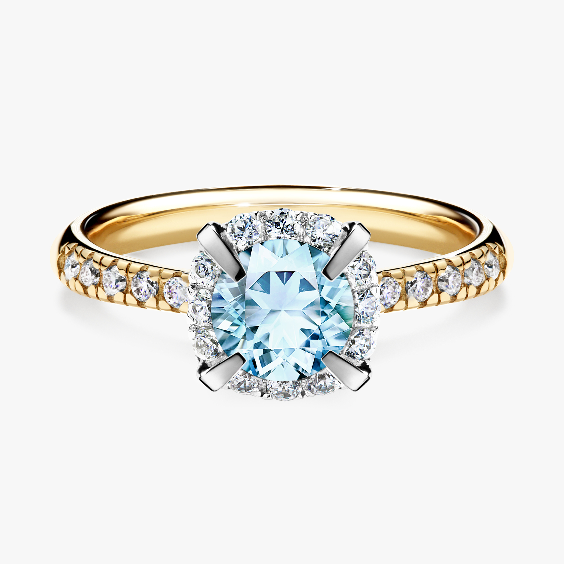 Pierścionek zaręczynowy My Princess z żółtego złota z akwamarynem 1,18ct