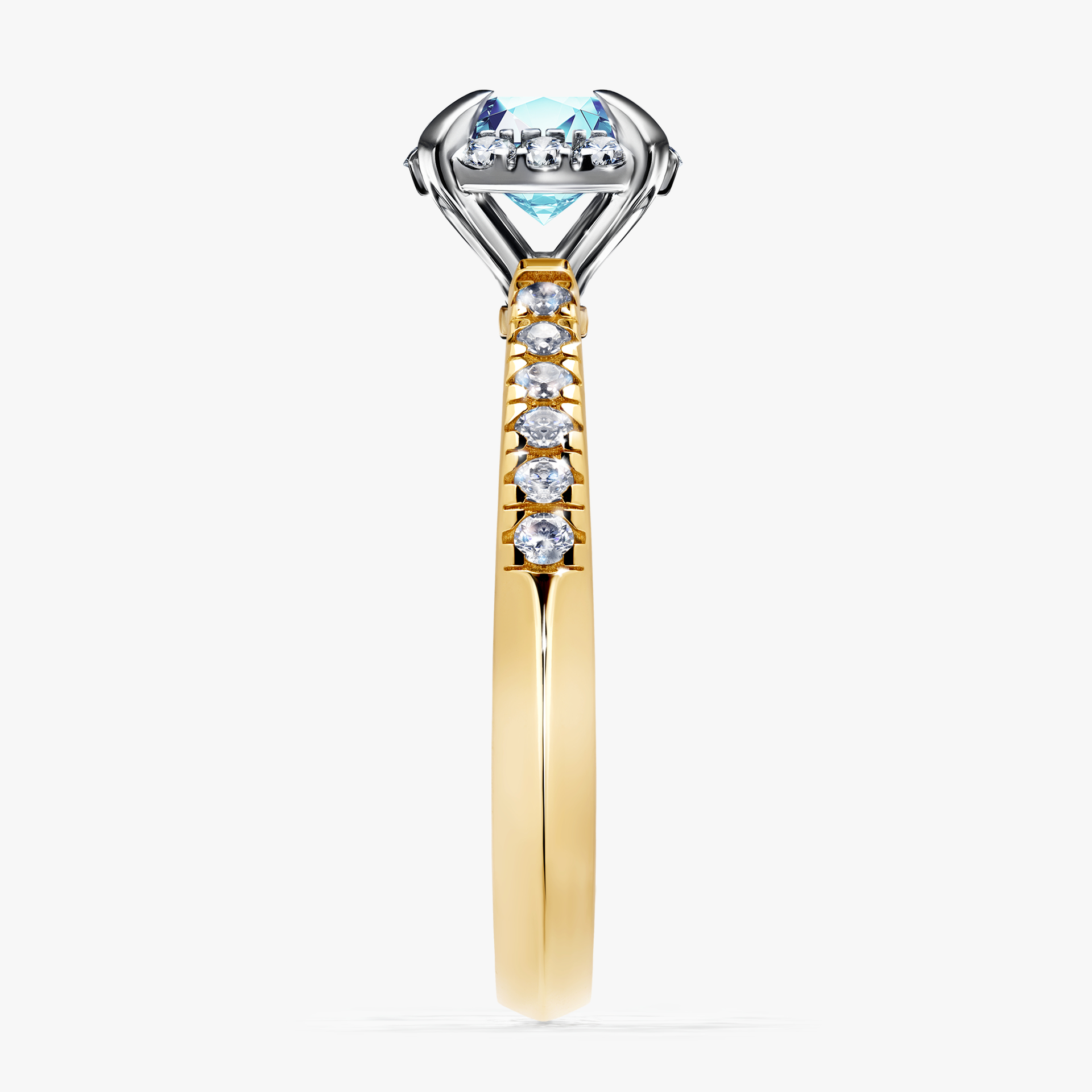 Pierścionek zaręczynowy My Princess z żółtego złota z akwamarynem 1,18ct