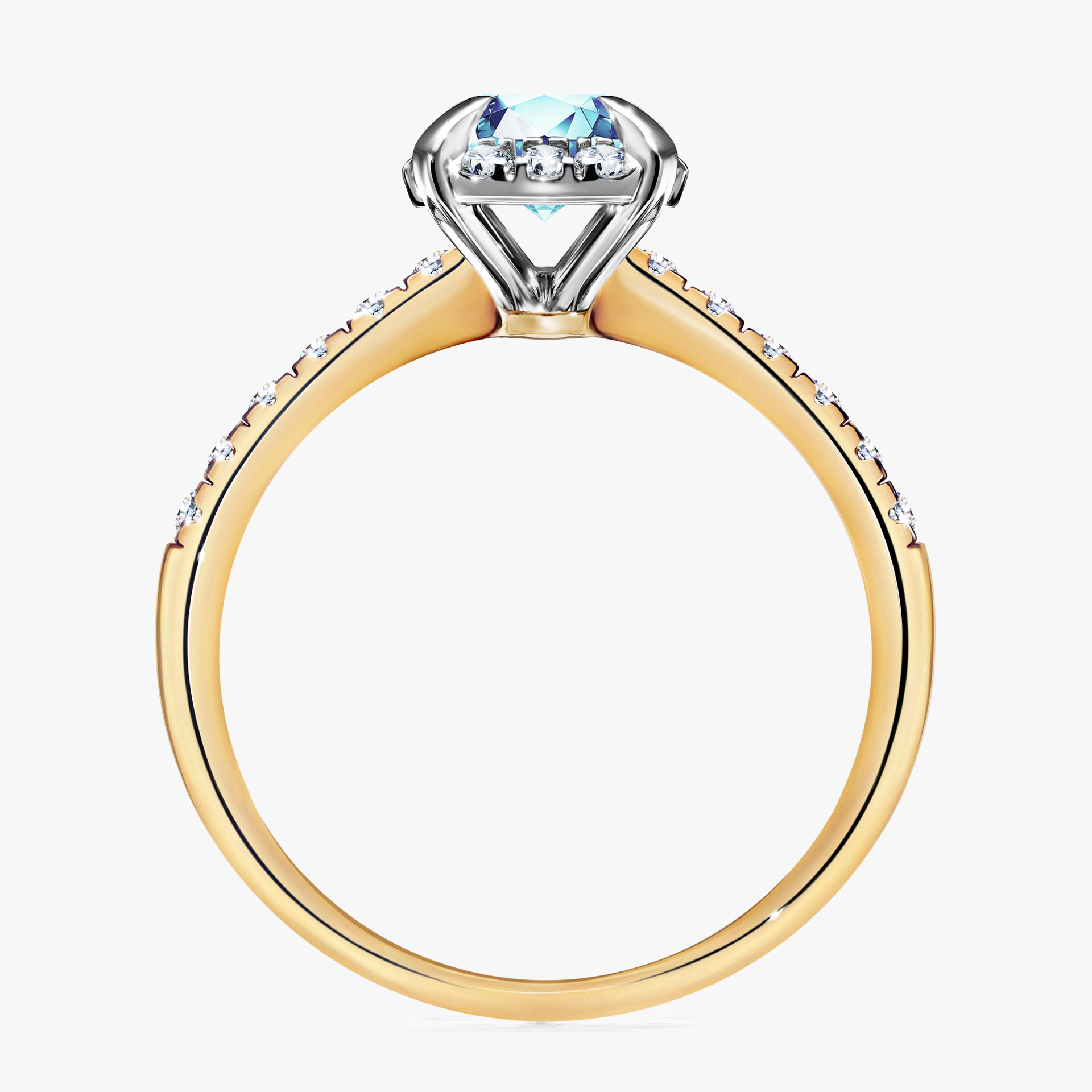 Pierścionek zaręczynowy My Princess z żółtego złota z akwamarynem 1,18ct