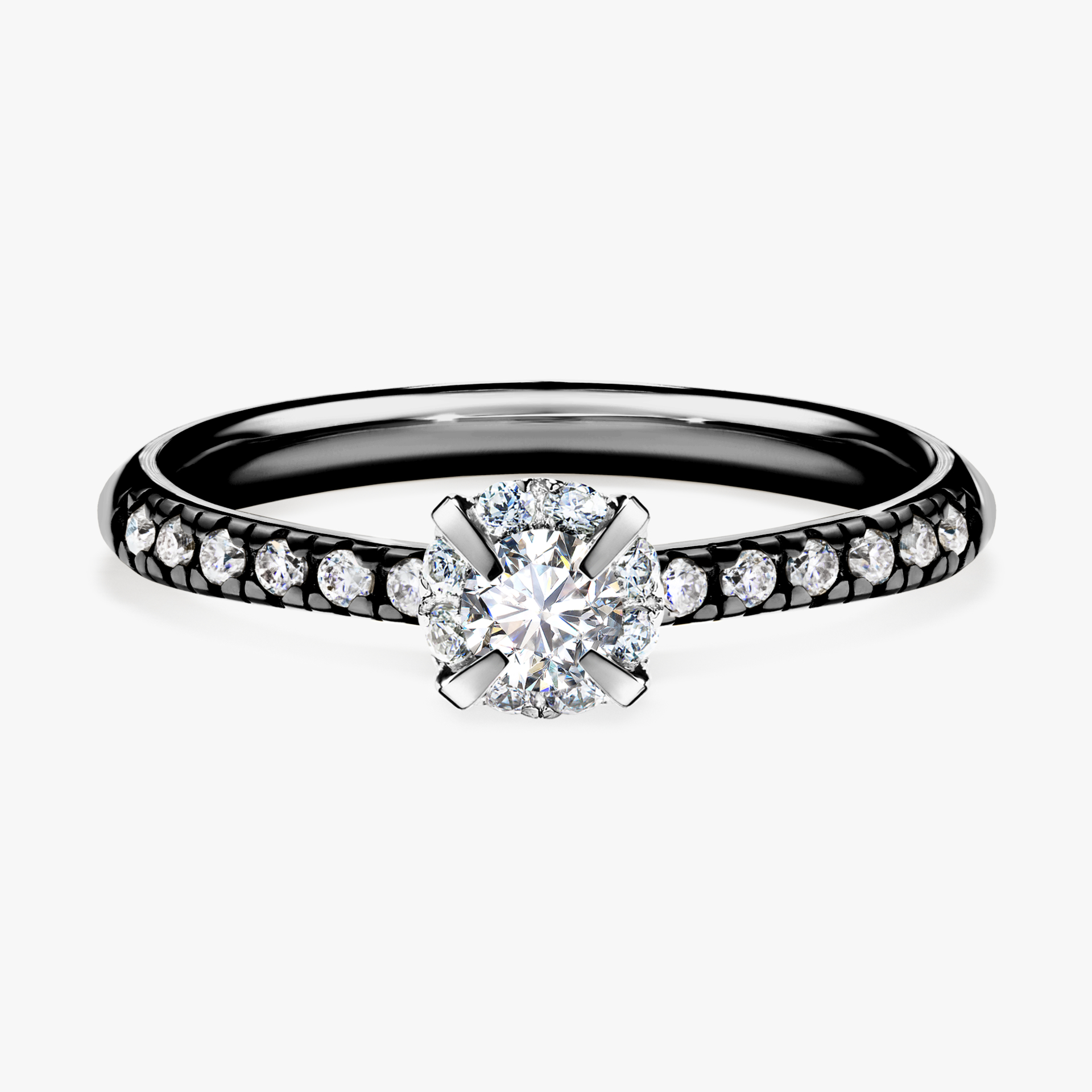 Pierścionek zaręczynowy My Princess z czarnego złota z diamentem naturalnym 0,28ct