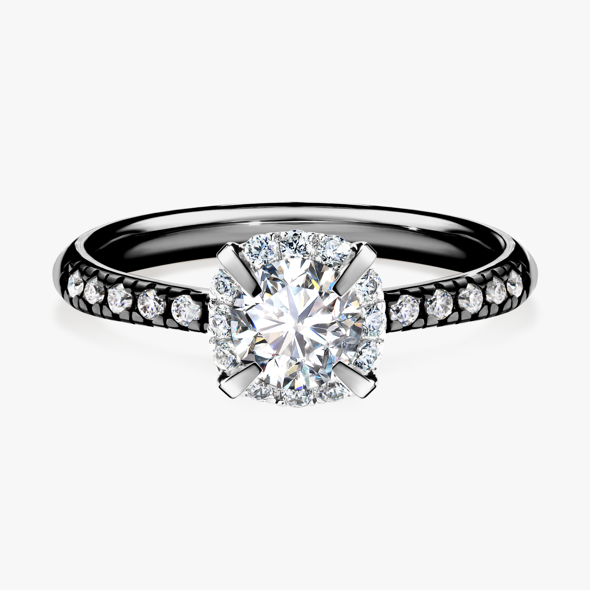 Pierścionek zaręczynowy My Princess z czarnego złota z diamentem naturalnym 0,76ct