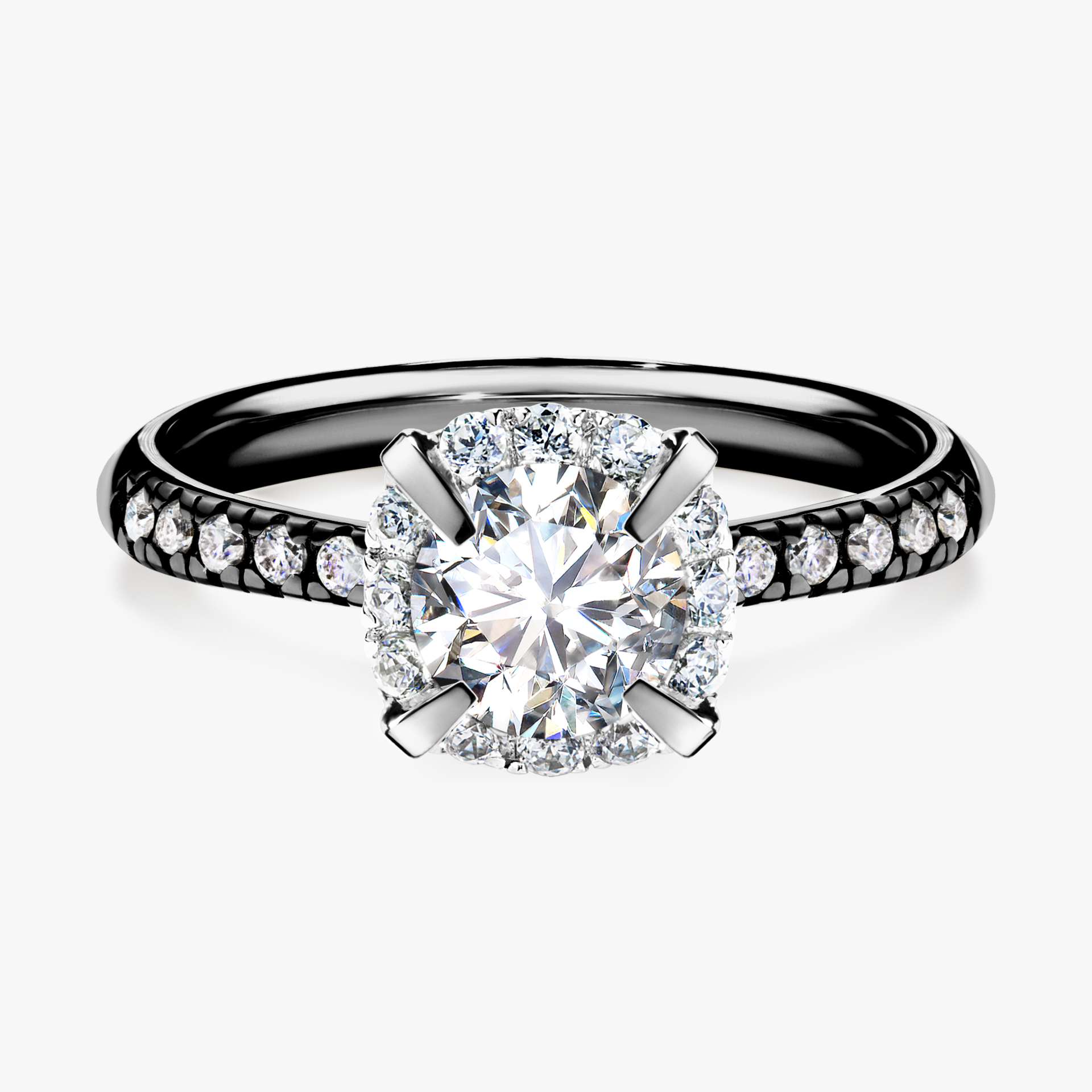 Pierścionek zaręczynowy My Princess z czarnego złota z diamentem naturalnym 1,18ct