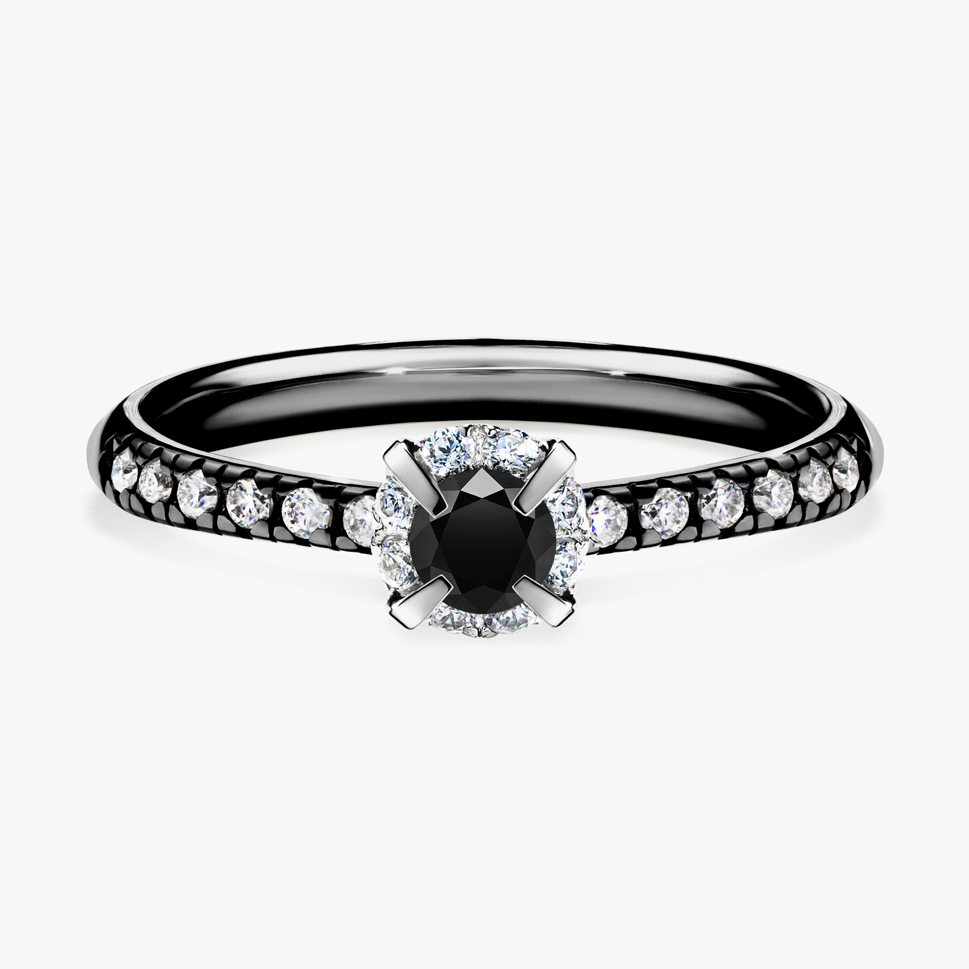 Pierścionek zaręczynowy My Princess z czarnego złota z czarnym diamentem 0,28ct