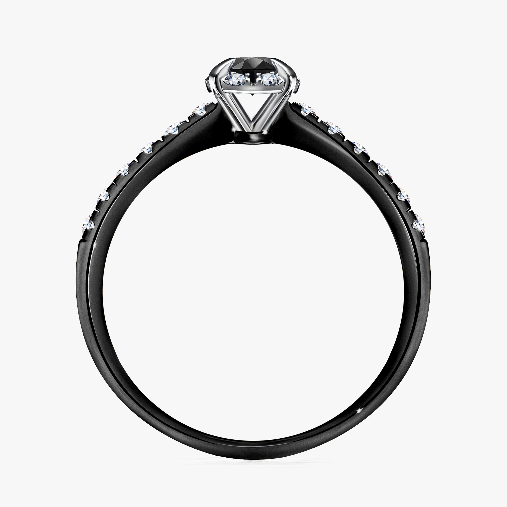 Pierścionek zaręczynowy My Princess z czarnego złota z czarnym diamentem 0,28ct