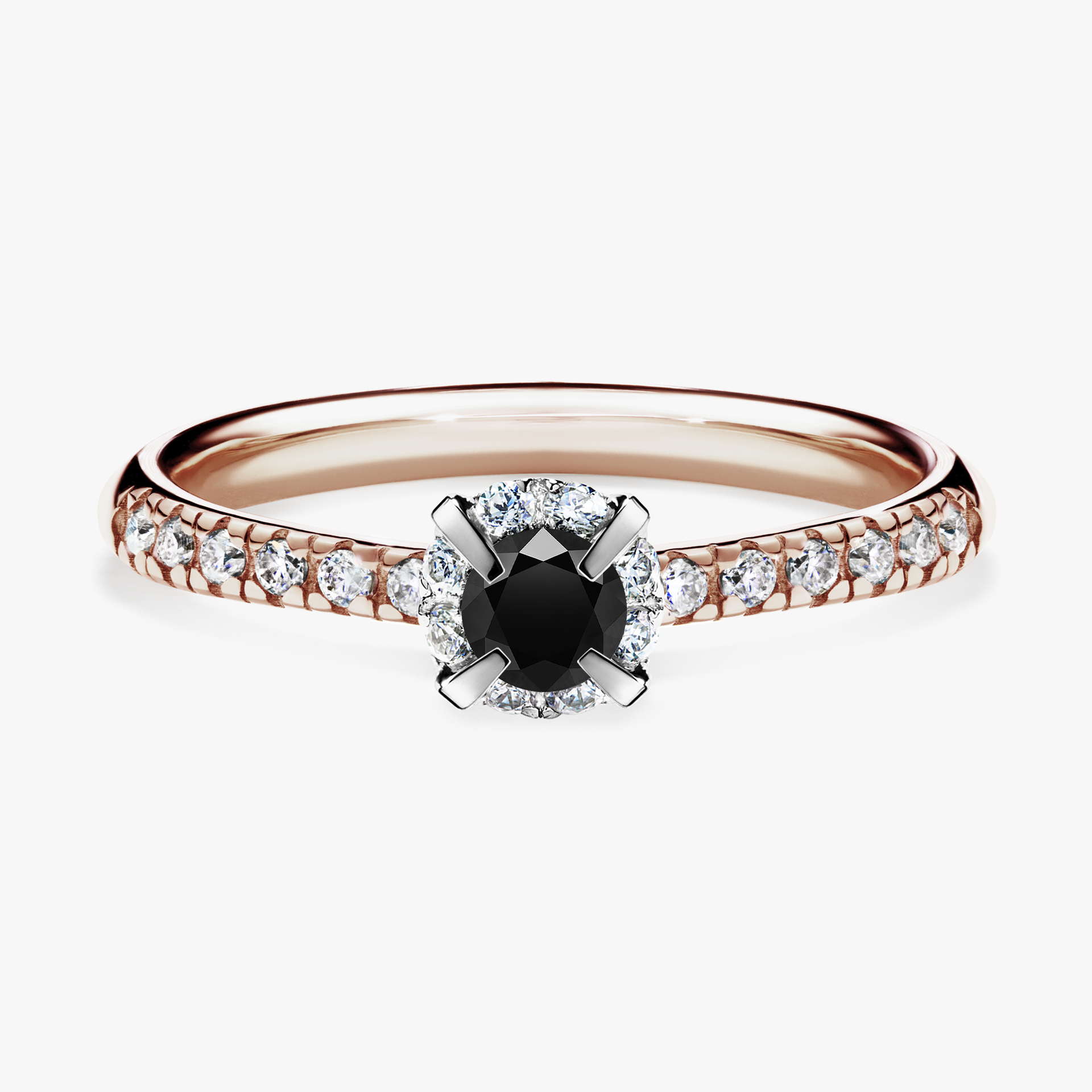 Pierścionek zaręczynowy My Princess z różowego złota z czarnym diamentem 0,28ct
