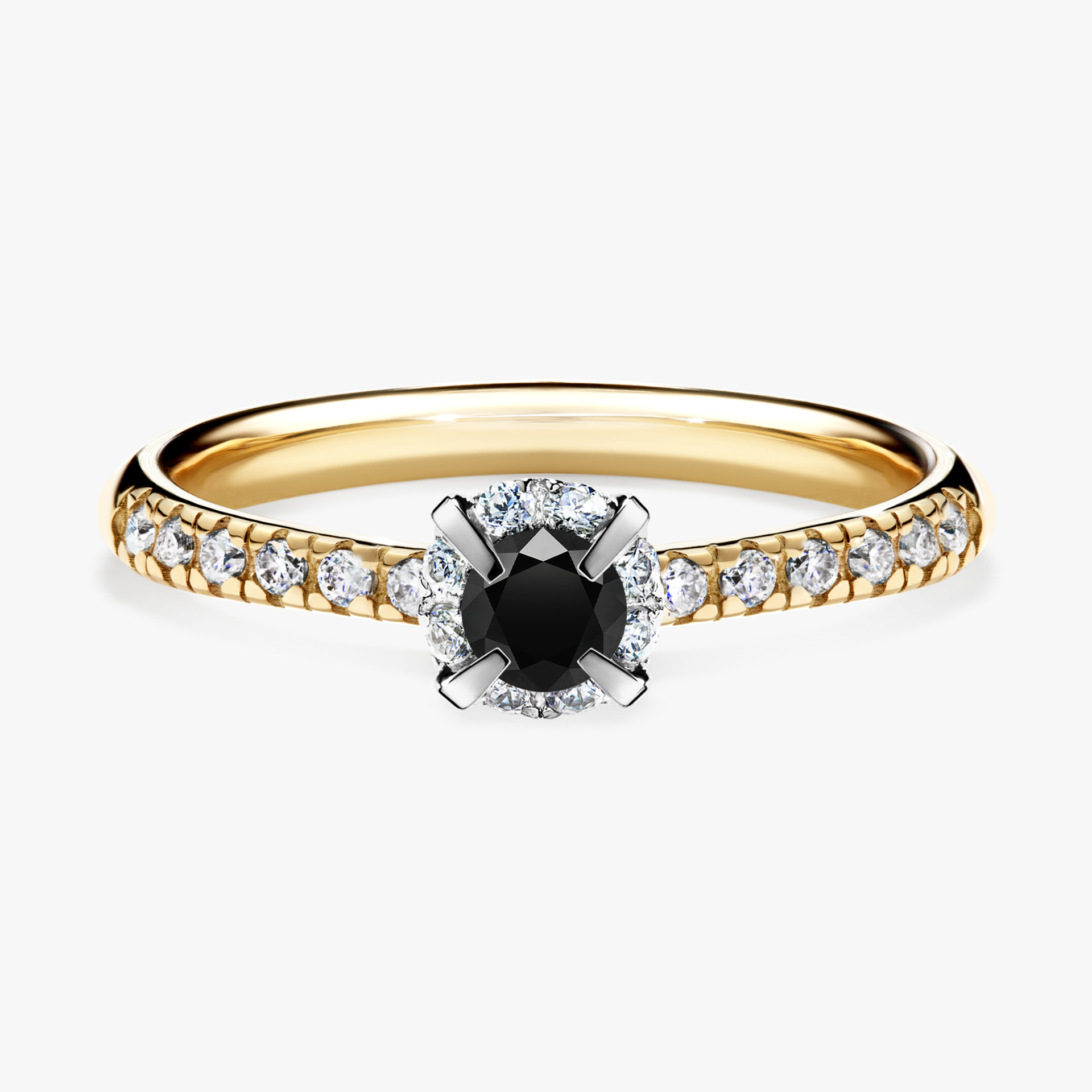 Pierścionek zaręczynowy My Princess z żółtego złota z czarnym diamentem 0,28ct