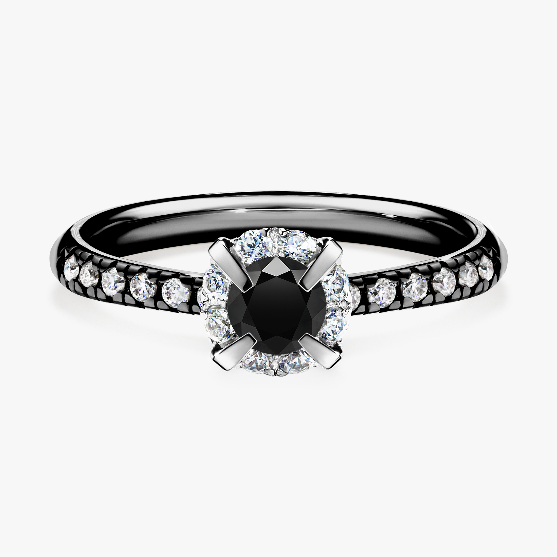 Pierścionek zaręczynowy My Princess z czarnego złota z czarnym diamentem 0,47ct