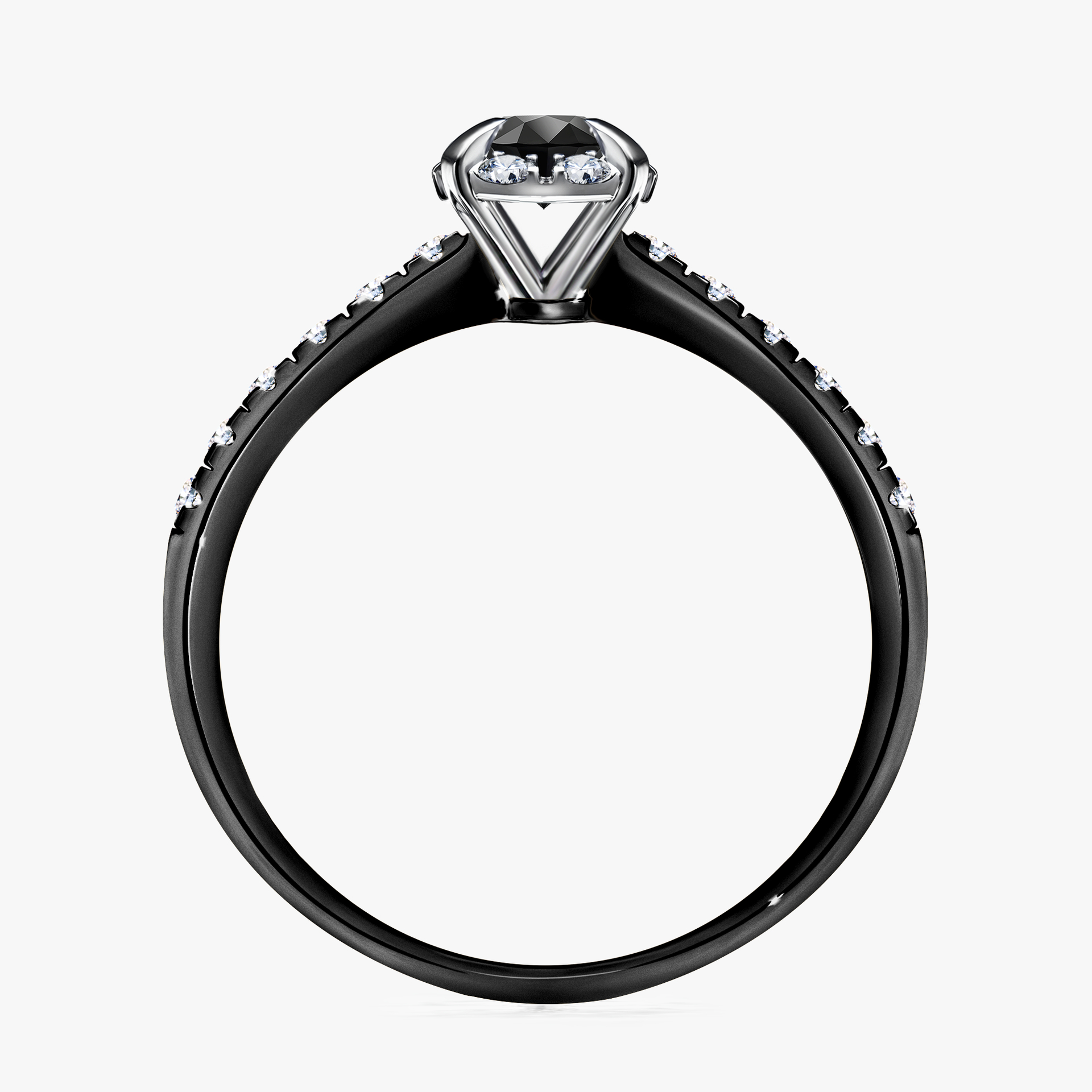Pierścionek zaręczynowy My Princess z czarnego złota z czarnym diamentem 0,47ct
