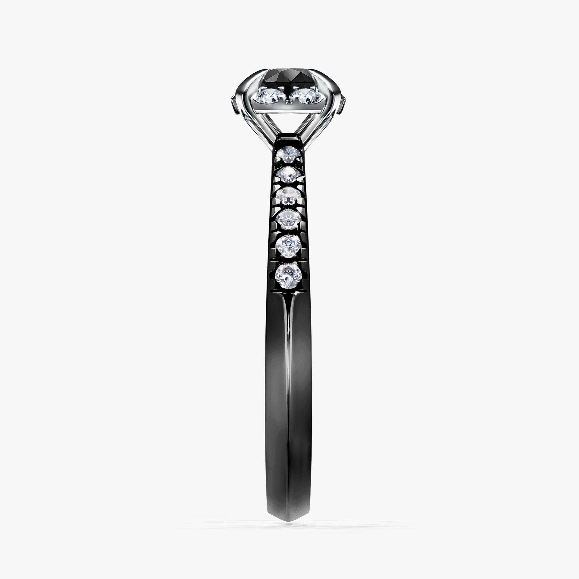 Pierścionek zaręczynowy My Princess z czarnego złota z czarnym diamentem 0,47ct