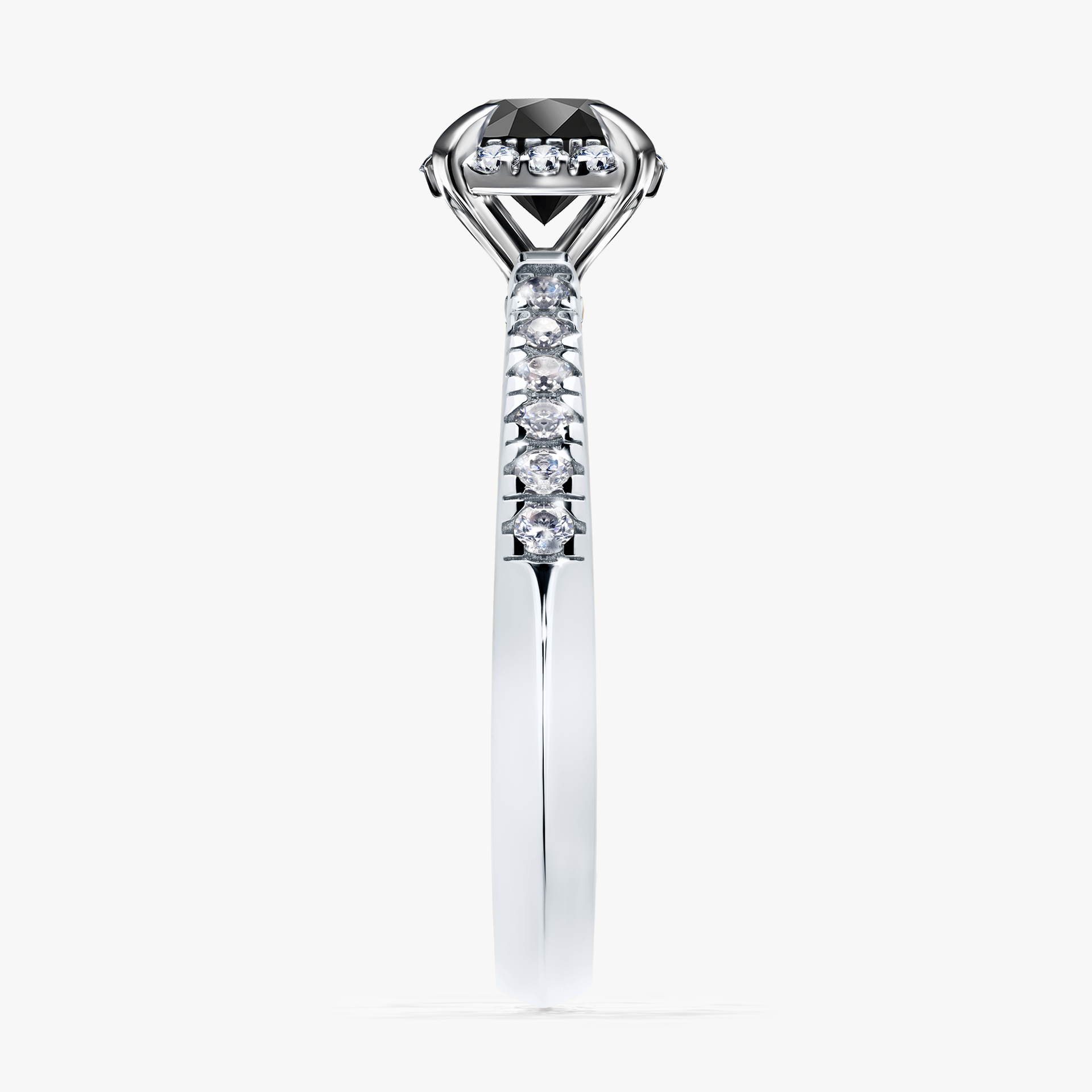 Pierścionek zaręczynowy My Princess z białego złota z czarnym diamentem 0,76ct